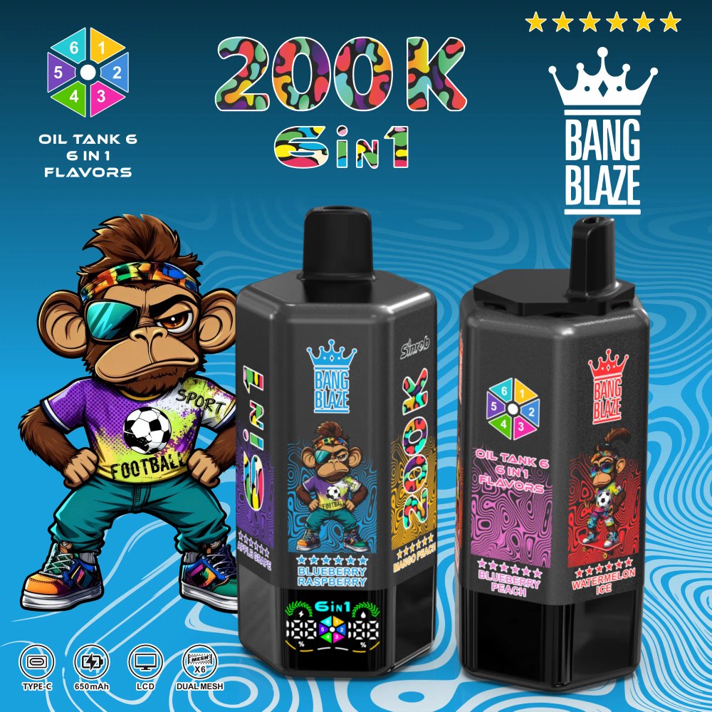 Bang Blaze 200K - Grape Ice / Raspberry Lemon / Blueberry Red Bull / Pineapple Coconut / Strawberry Lychee / Black Dragon Ice