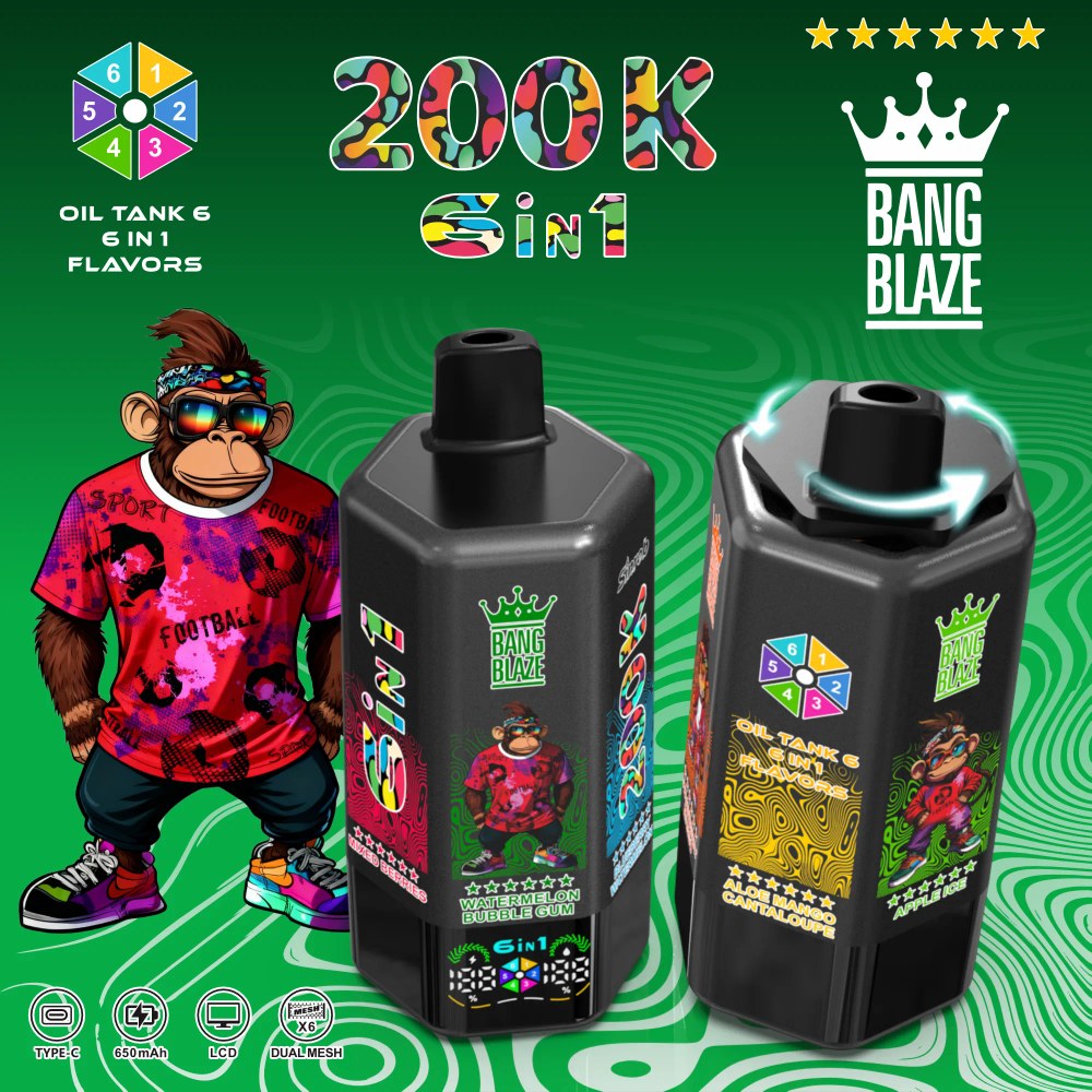 Bang Blaze 200K - Pineapple Ice / Kiwi Passion Fruit Guava / Bear-Shaped Gummy Candies / Watermelon Dragon Fruit / Peach Mango Watermelon / Blueberry Cranberry Cherry