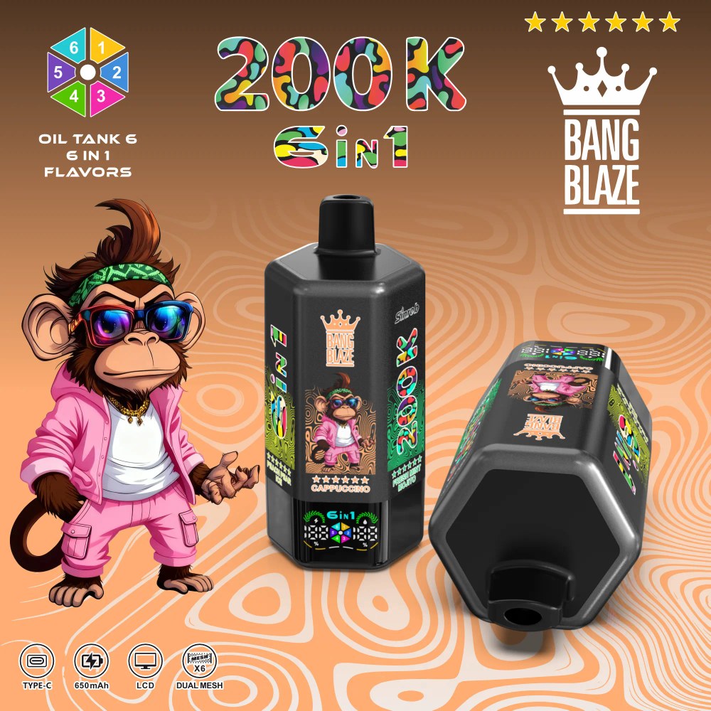 Bang Blaze 200K - Rainbow Candy / Peach Pear Ice / Cappuccino / Fresh Mint Mojito / Strawberry Mango Blackcurrant / Marshmallow