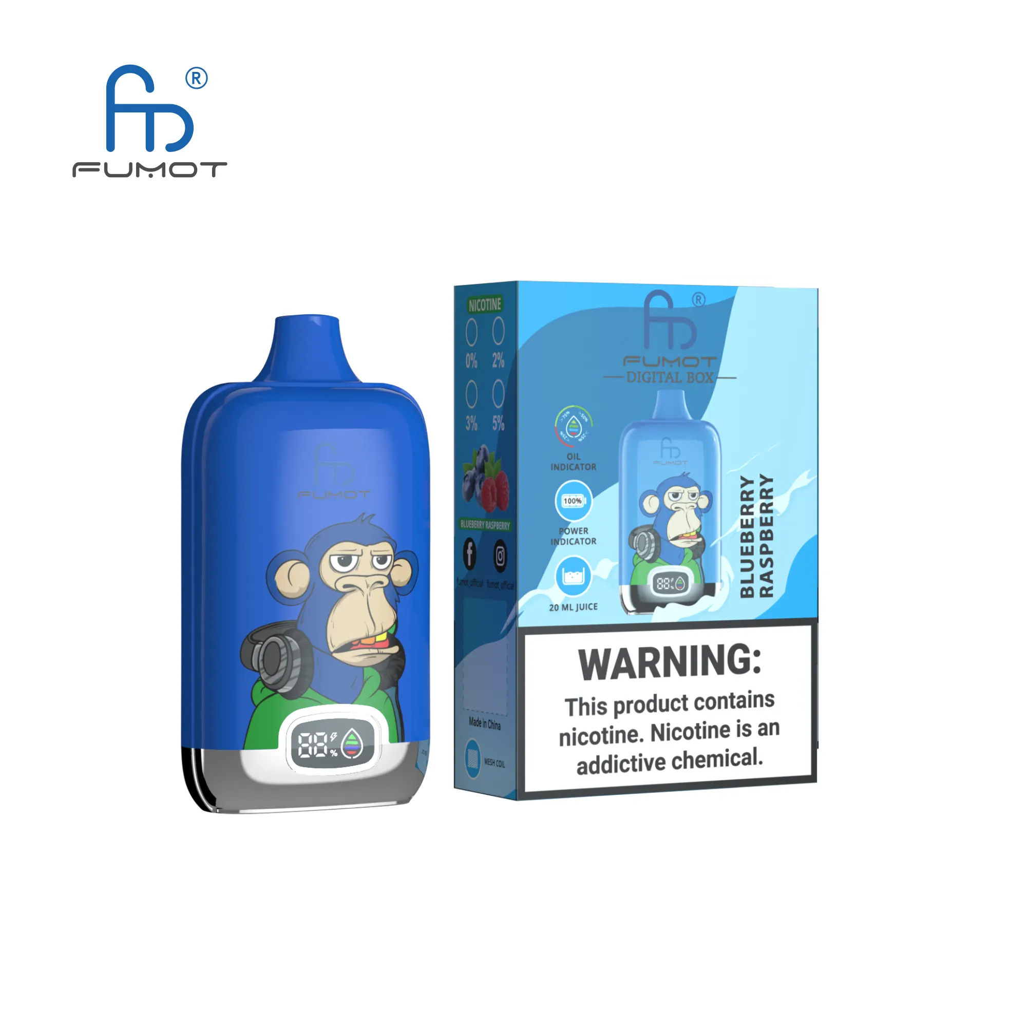 Fumot 12000 Vape Blueberry Raspberry Disposable Device