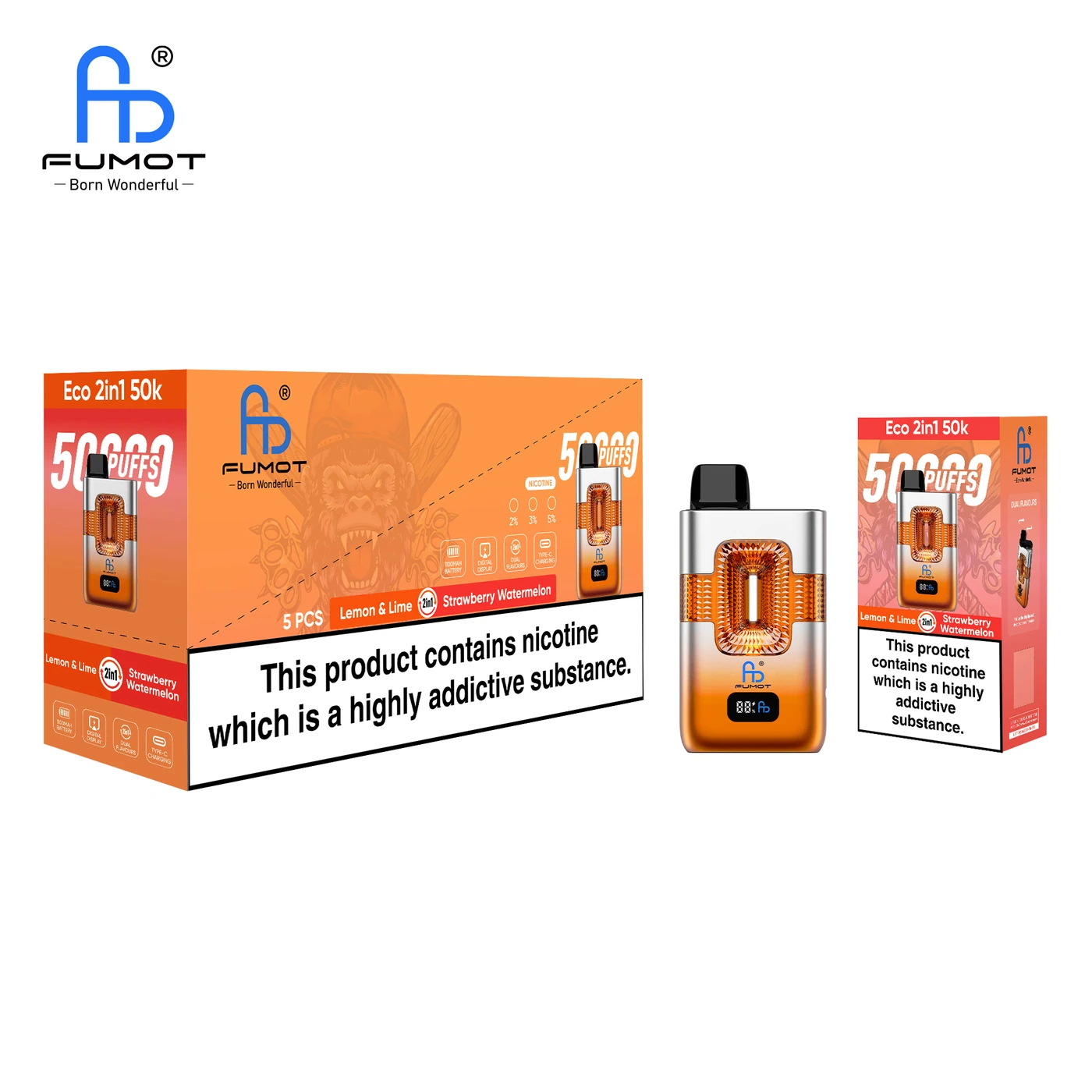 Fumot ECO 2in1 50000 - Lemon & Lime & Strawberry Watermelon