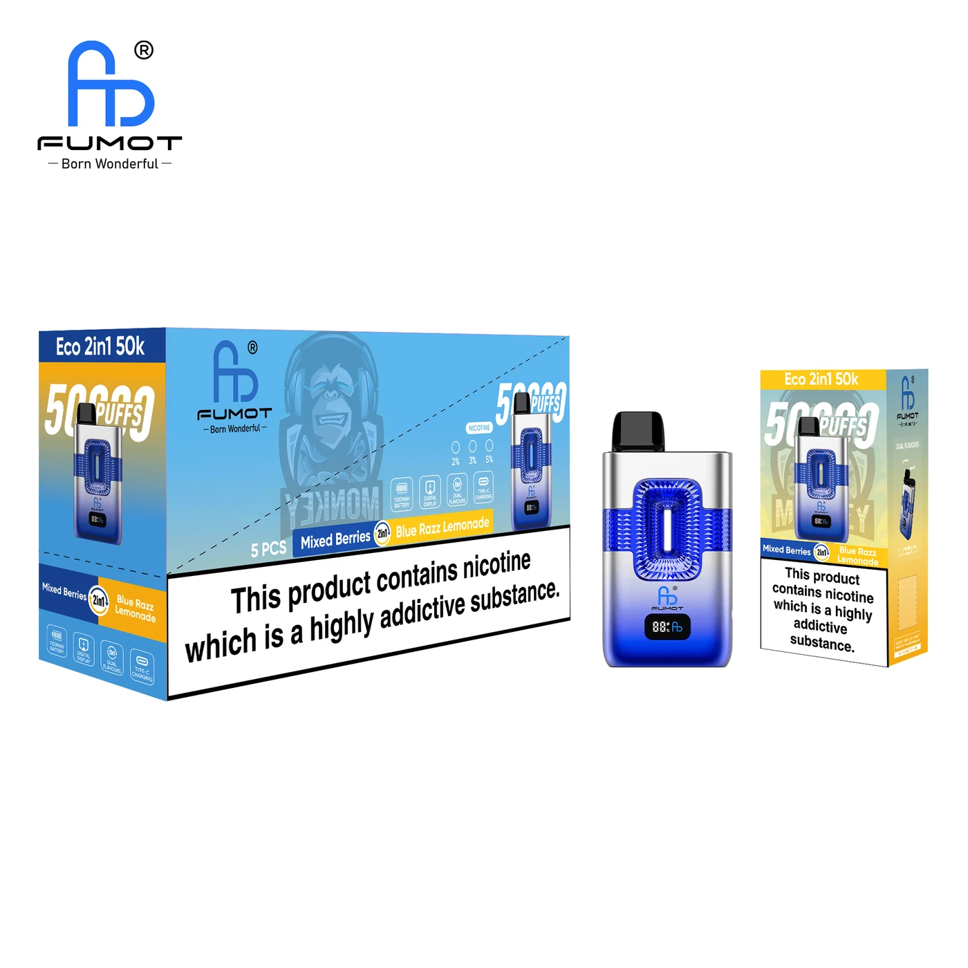 Fumot ECO 2in1 50000 - Mixed Berries & Blue Razz Lemonade