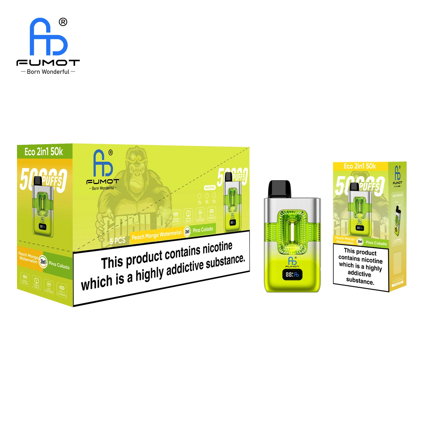 Fumot ECO 2in1 50000 - Peach Mango Watermelon & Pina Colada