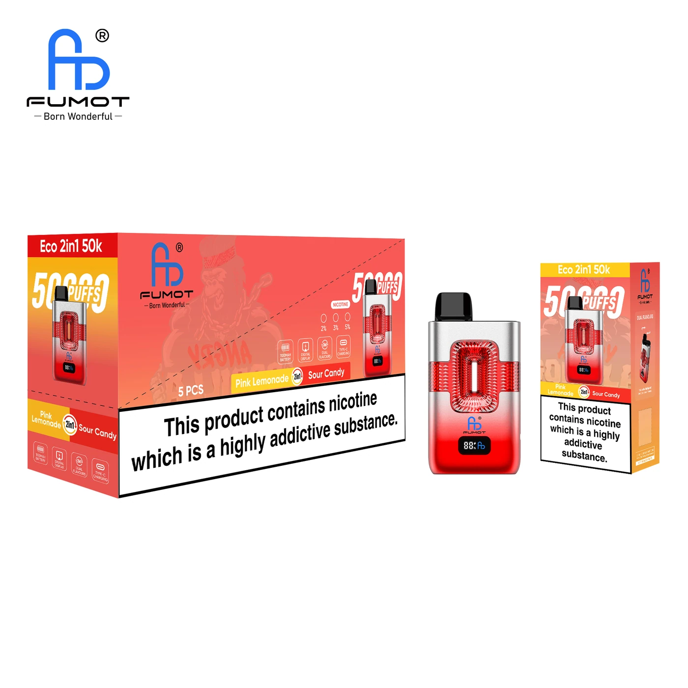 Fumot ECO 2in1 50000 - Pink Lemonade & Sour Candy