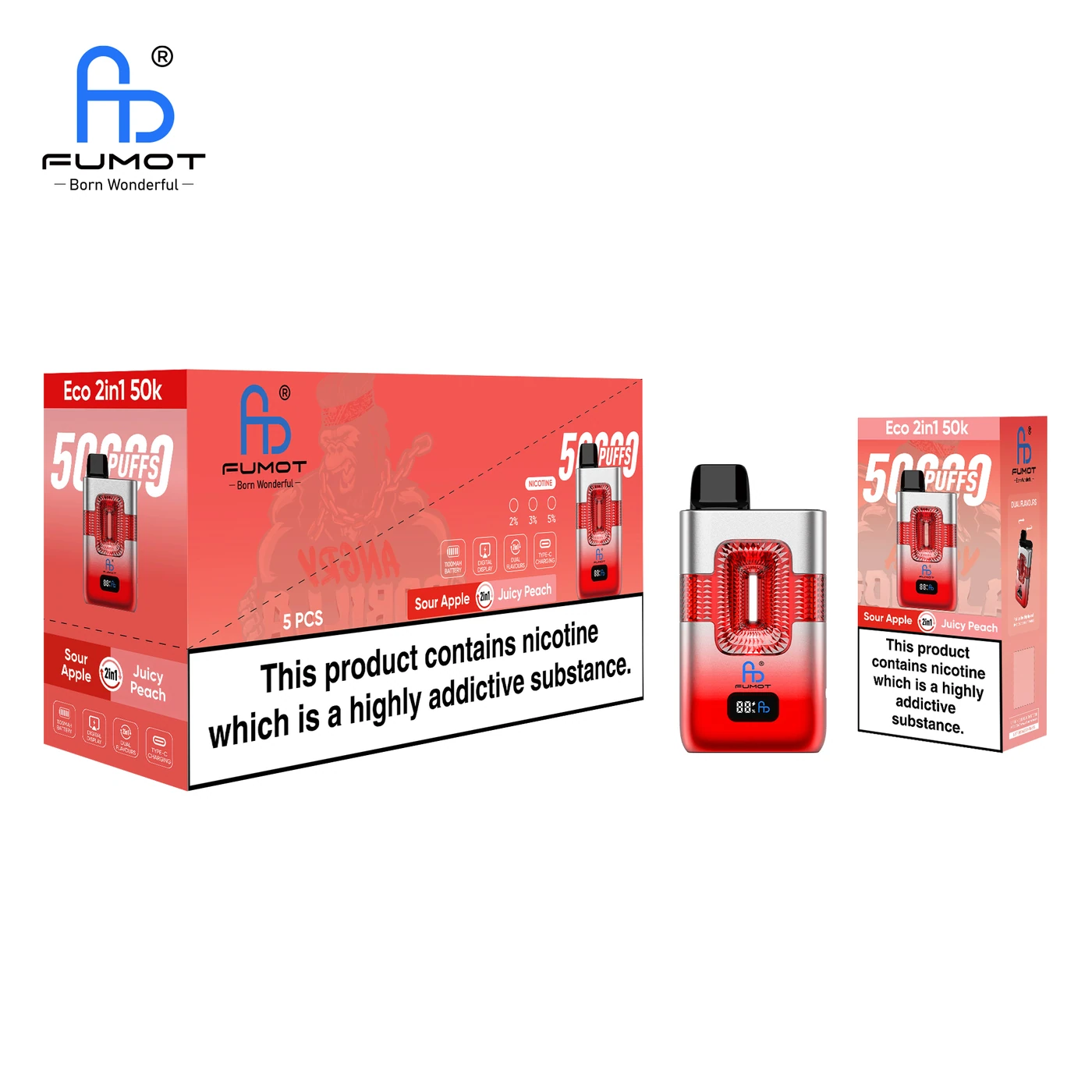 Fumot ECO 2in1 50000 - Sour Apple & Juicy Peach