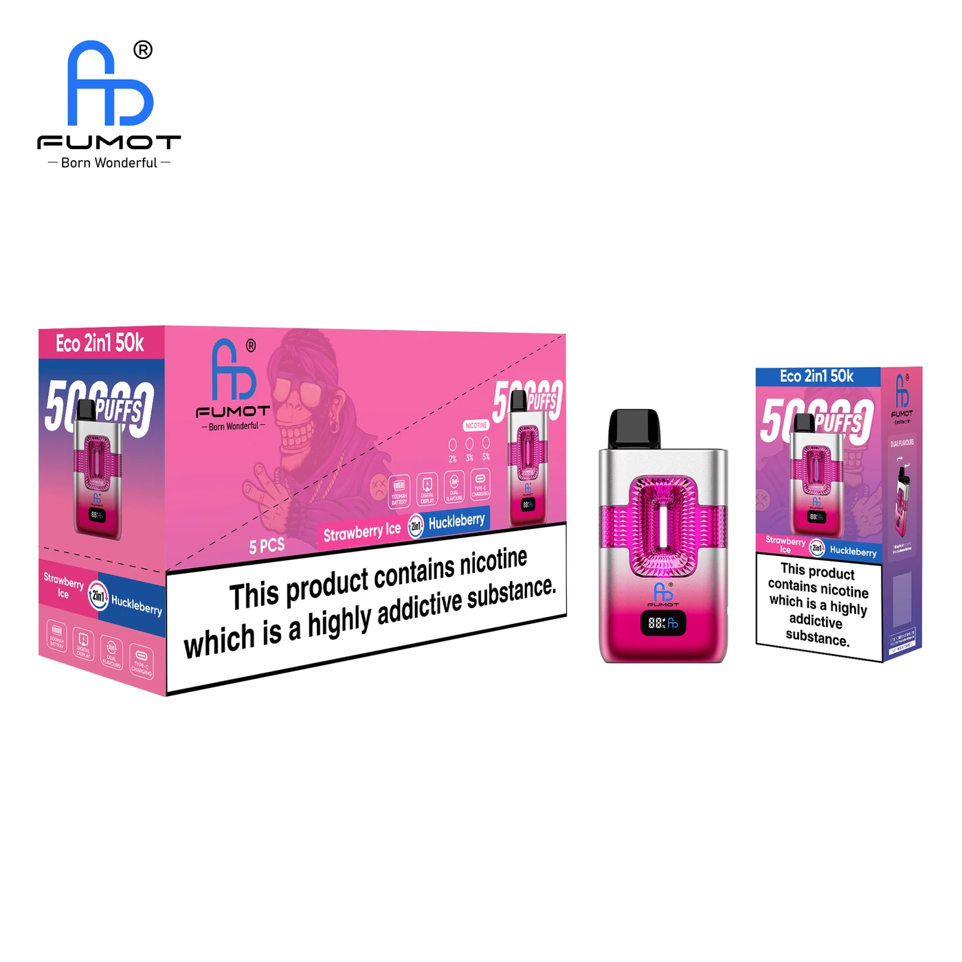 Fumot ECO 2in1 50000 - Strawberry Ice & Huckleberry
