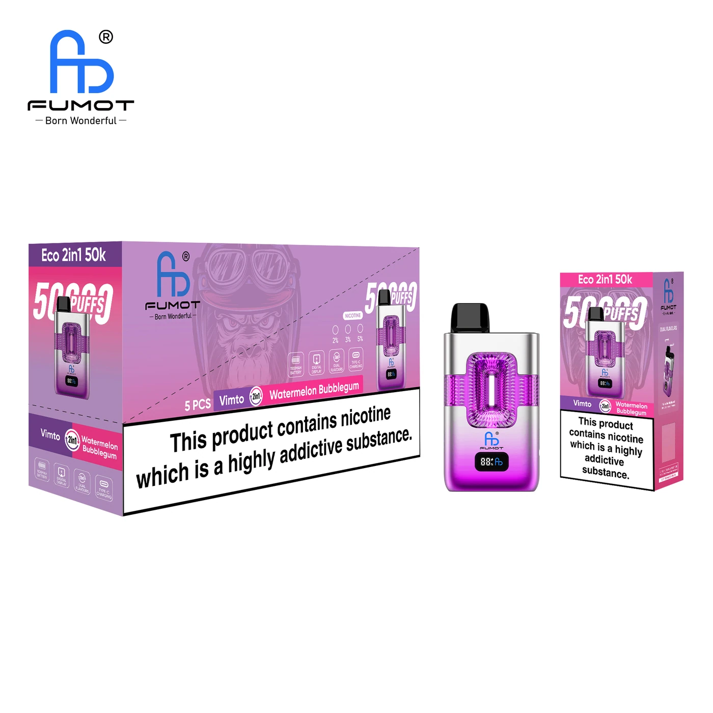 Fumot ECO 2in1 50000 - Vimto & Watermelon Bubblegum