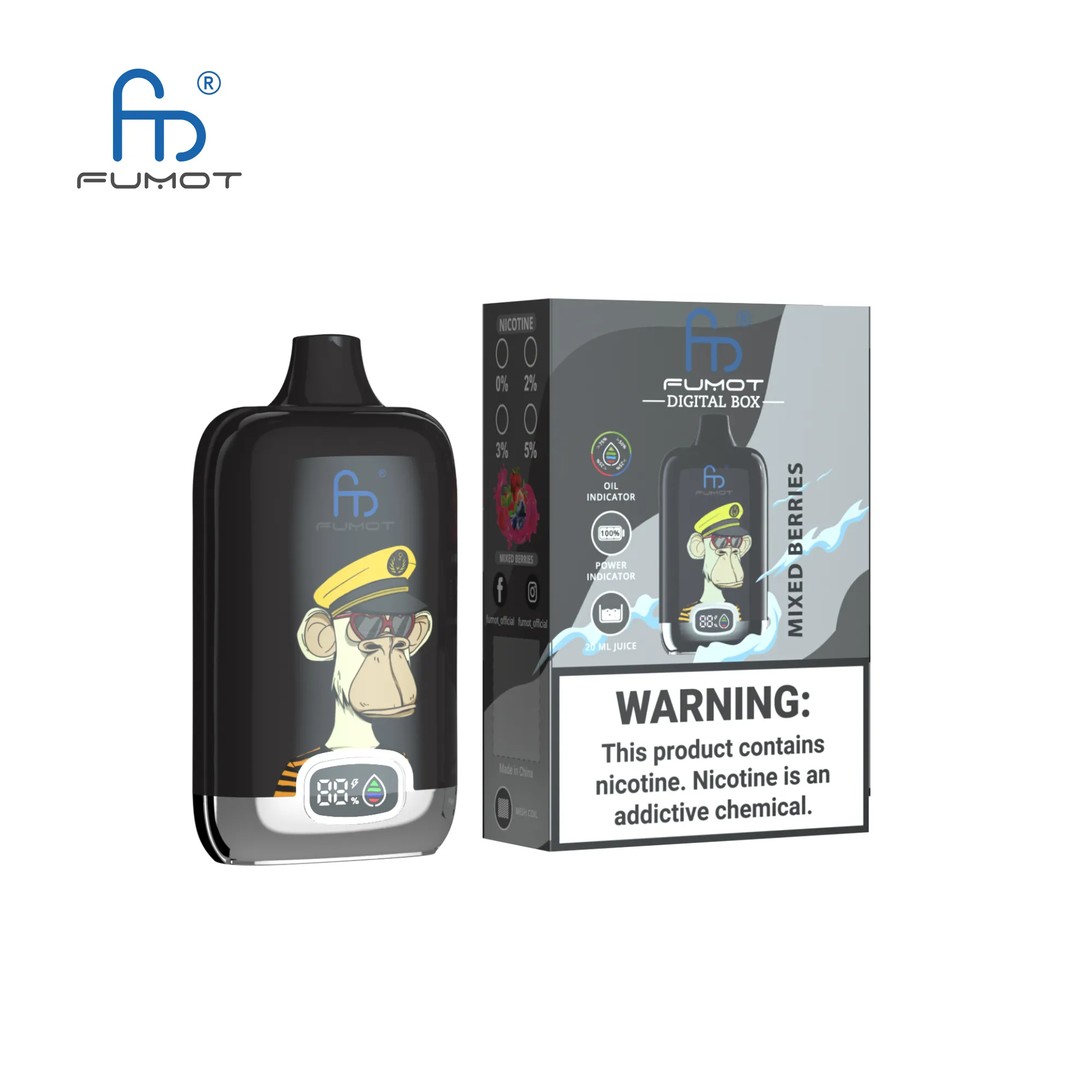 Fumot Randm Digital Box 12000 Mixed Berries 2 Disposable Vape Device