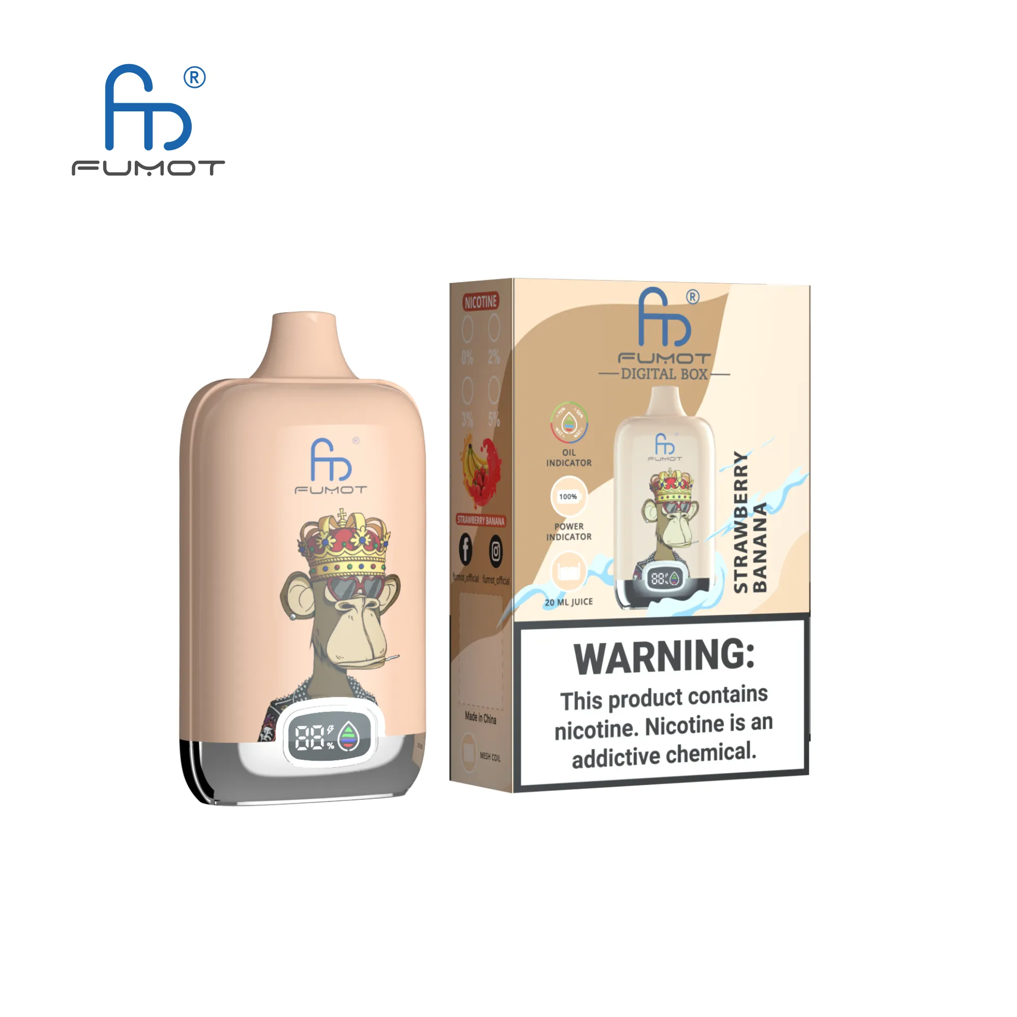 Fumot Randm Digital Box 12000 Strawberry Banana 2 Disposable Vape Device