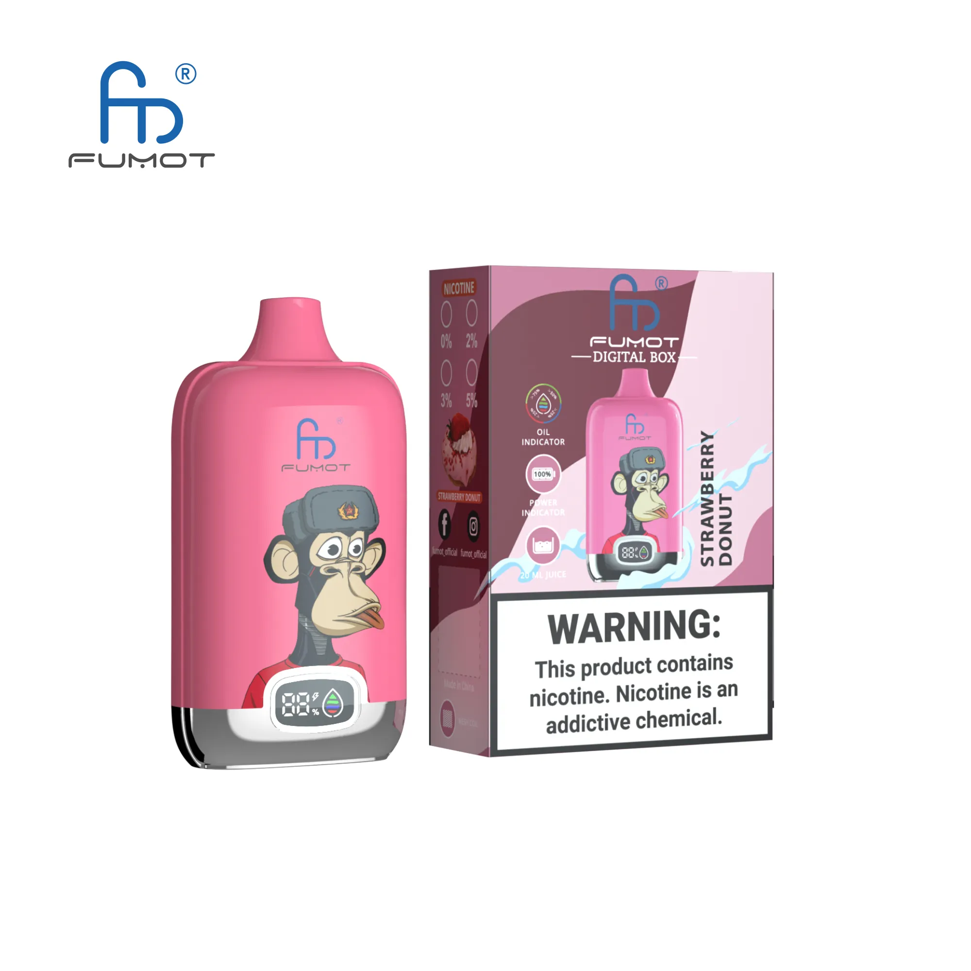 Fumot Randm Digital Box 12000 Strawberry Donut 2 Disposable Vape Device