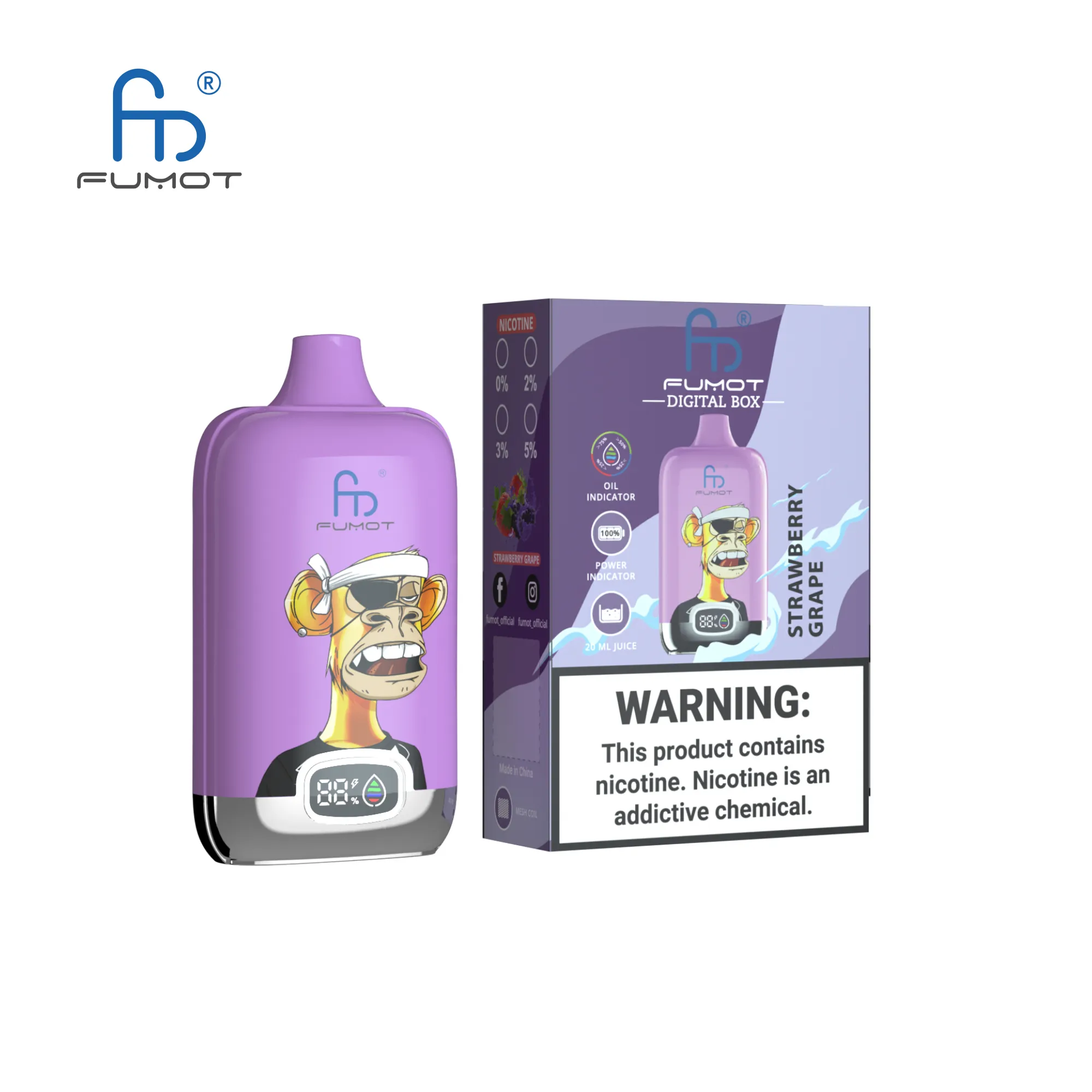 Fumot Randm Digital Box 12000 Strawberry Grape 2 Disposable Vape Device