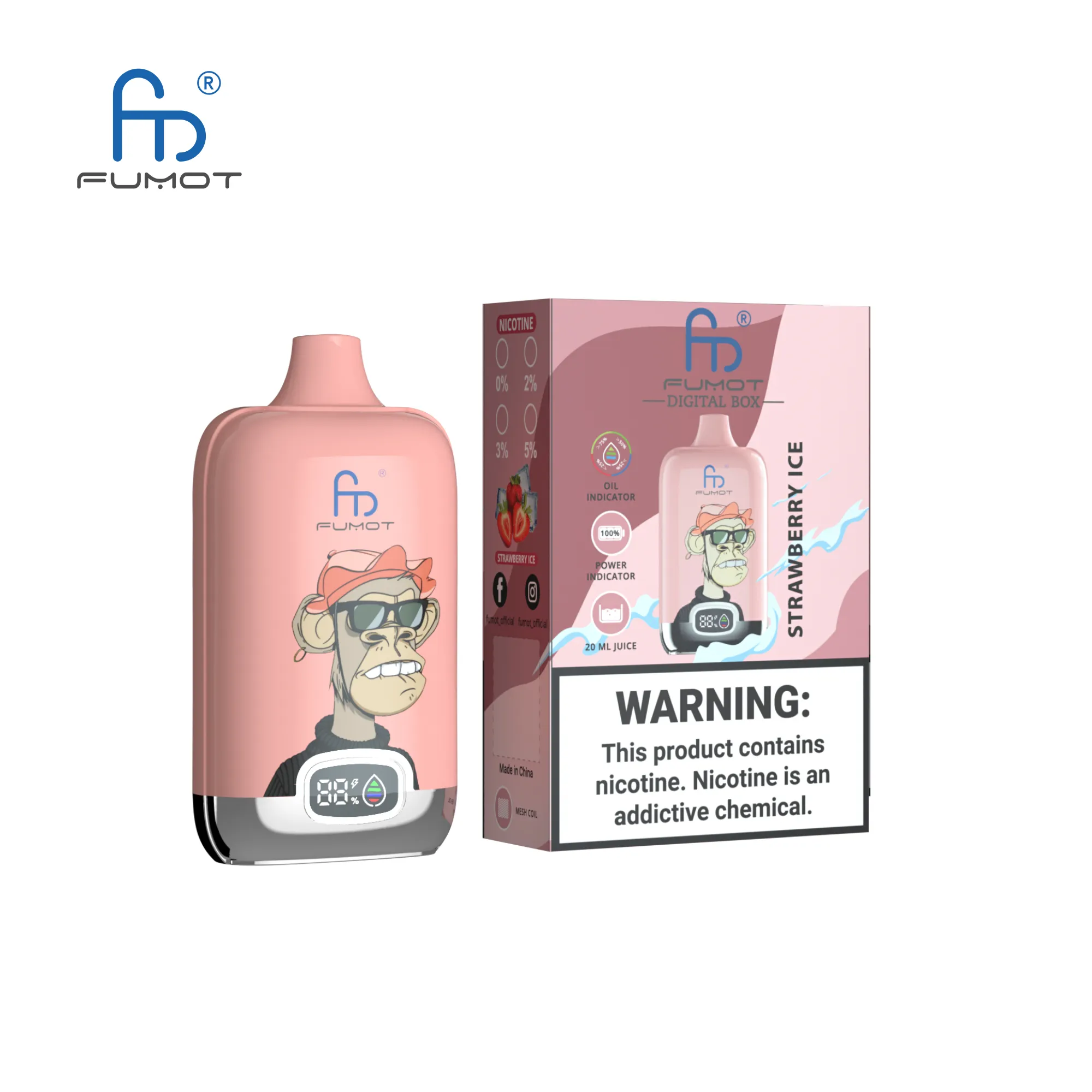 Fumot Randm Digital Box 12000 Strawberry Ice 2 Disposable Vape Device