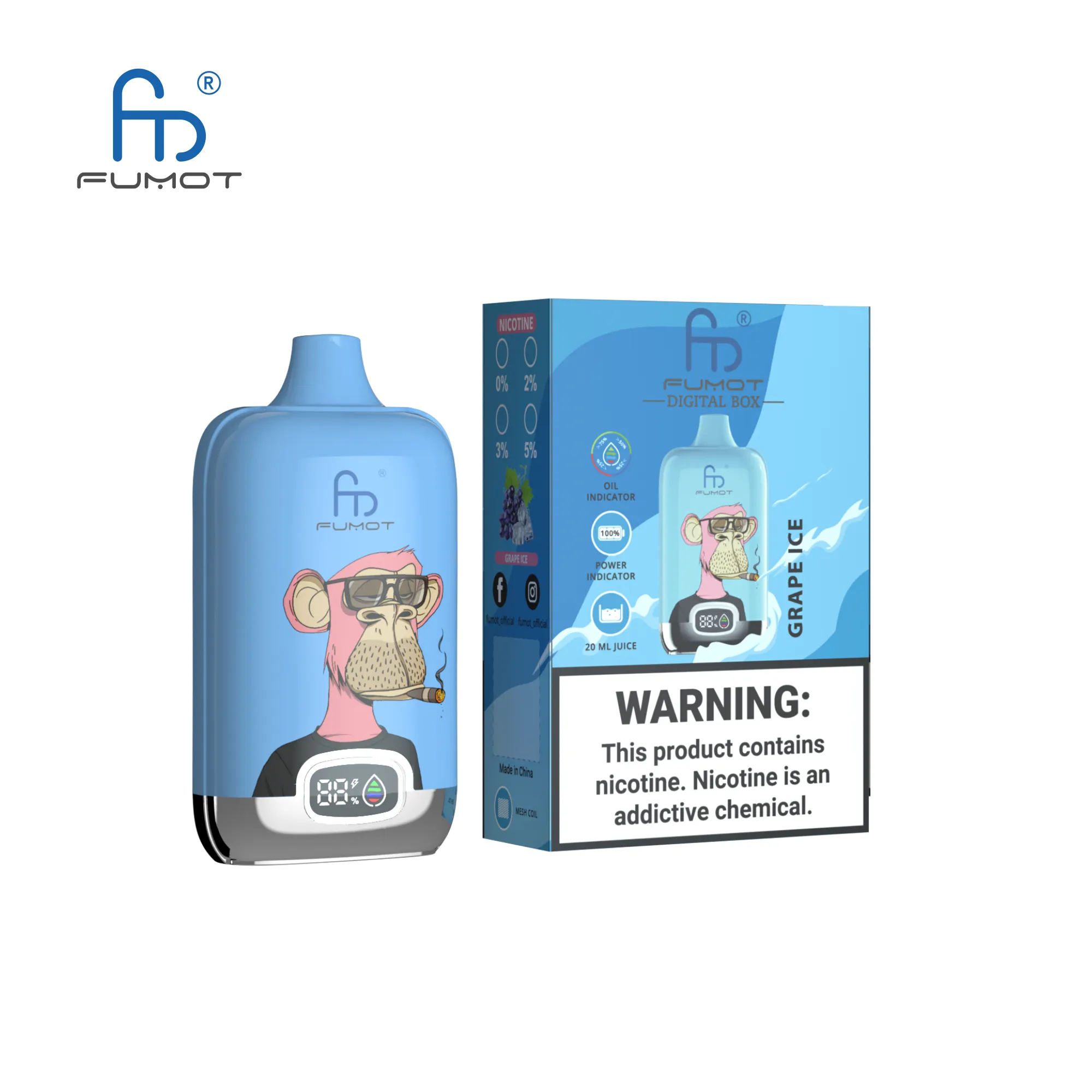 Fumot Randm Digital Box 12000 Grape Ice 1 Disposable Vape Device