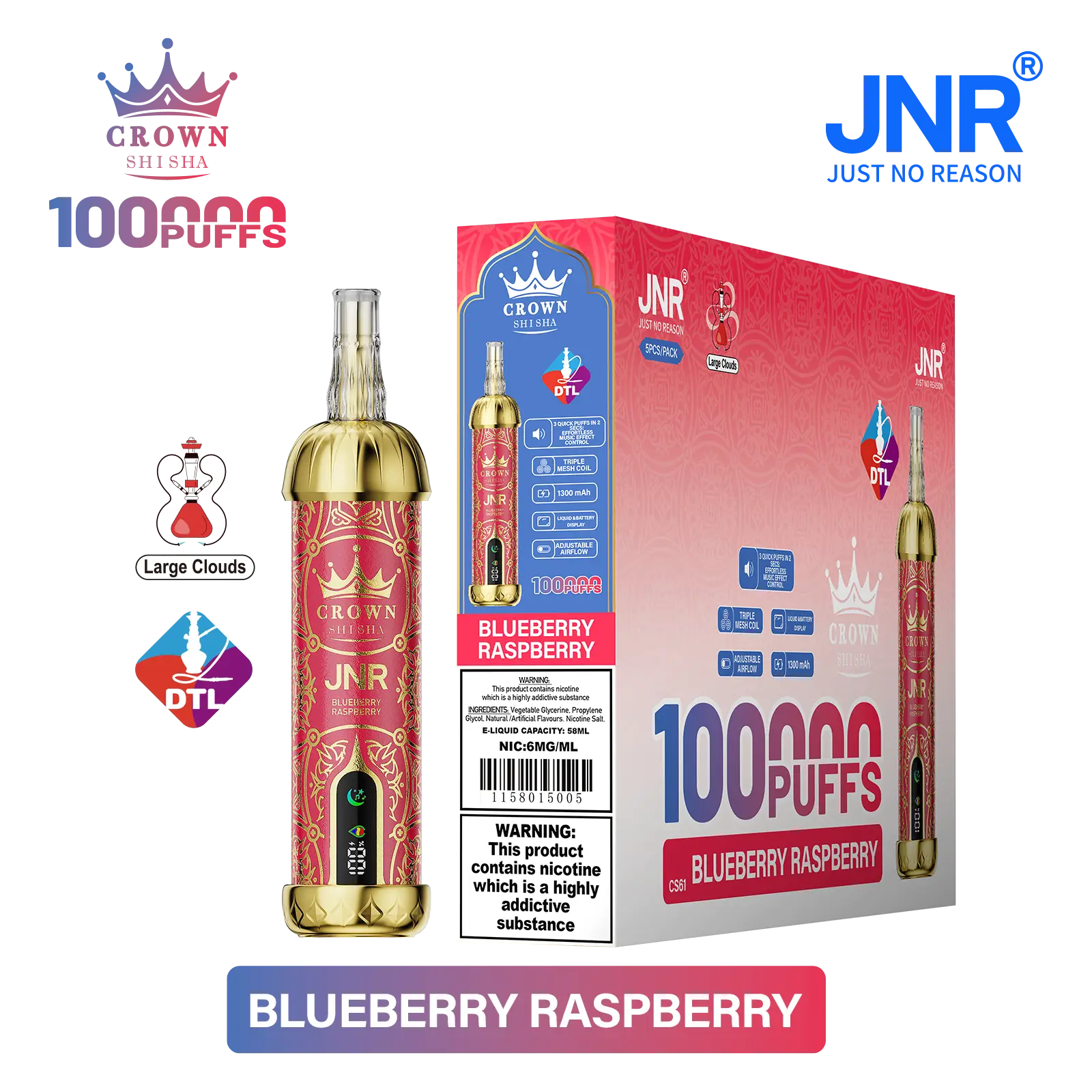 JNR Crown Shisha 100K - Blueberry Raspberry