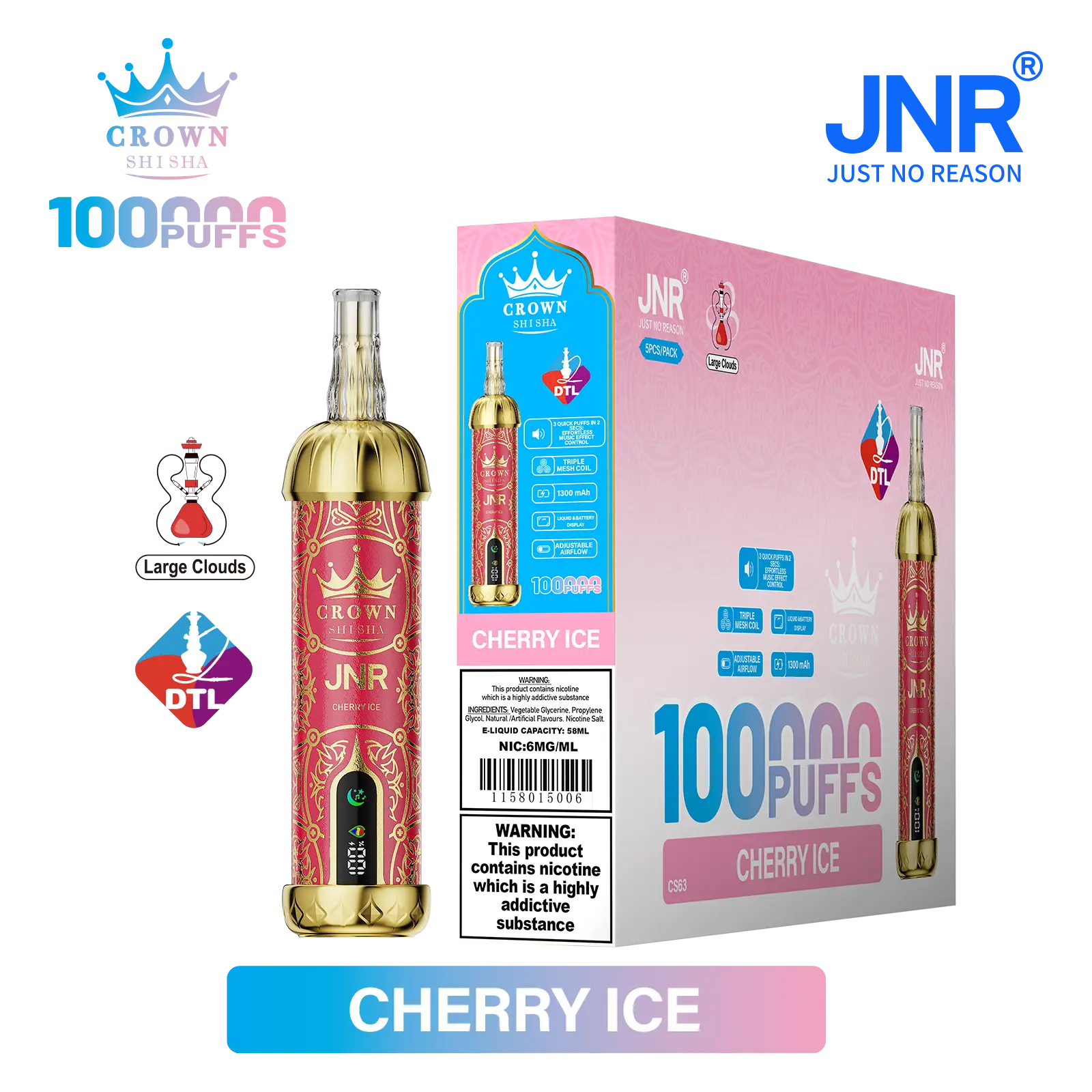 JNR Crown Shisha 100K - Cherry Ice