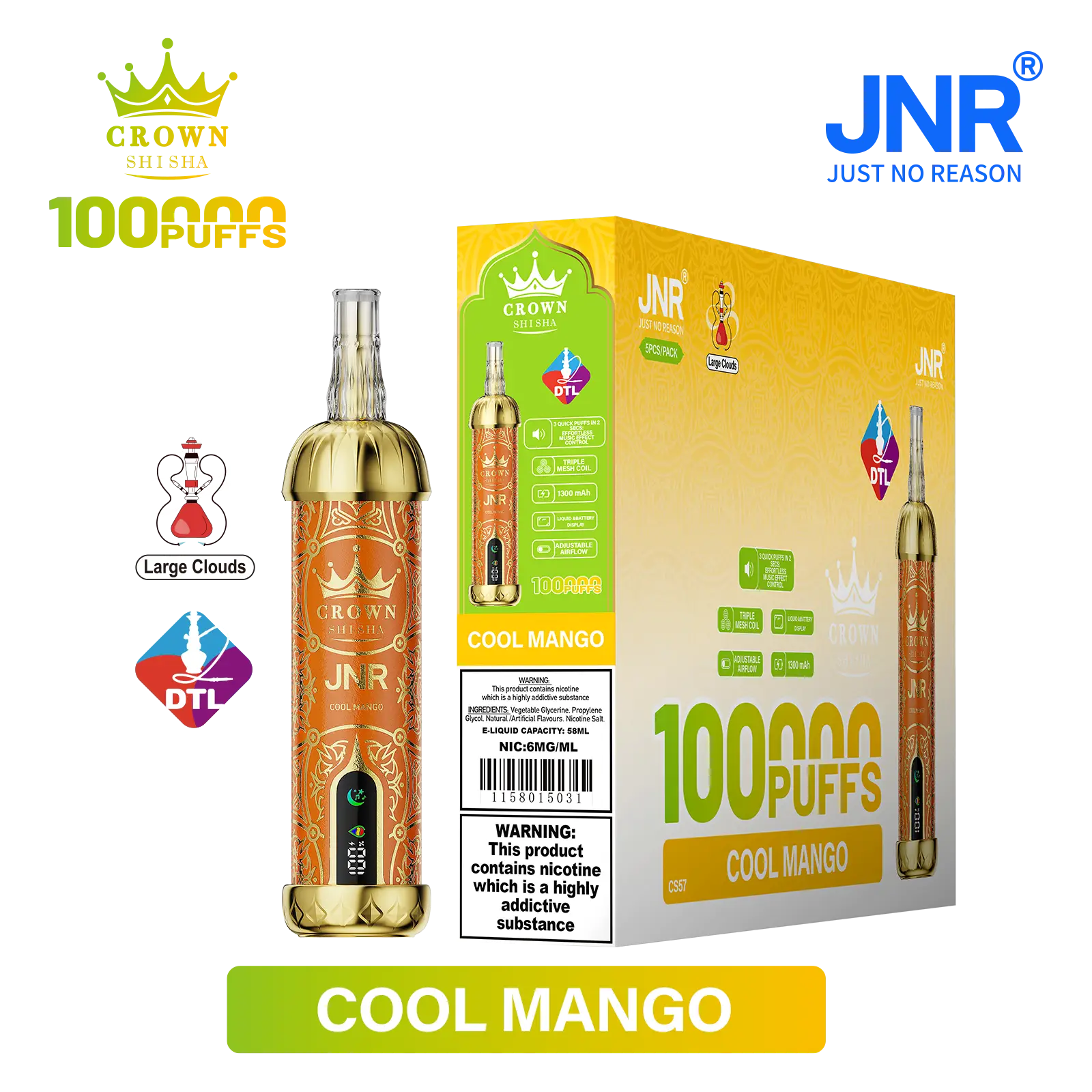JNR Crown Shisha 100K - Cool Mango