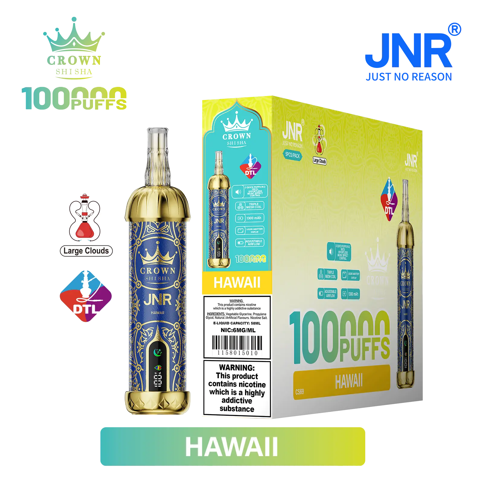 JNR Crown Shisha 100K - Hawaï
