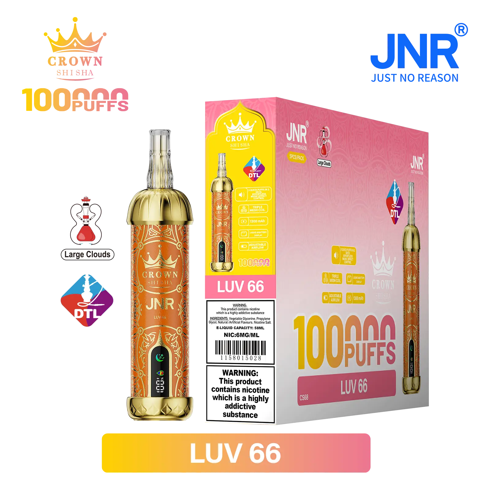 JNR Crown Shisha 100K - LUV 66