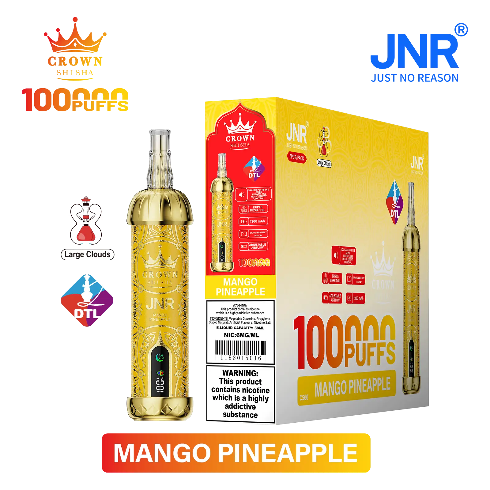 JNR Crown Shisha 100K - Mango Pineapple