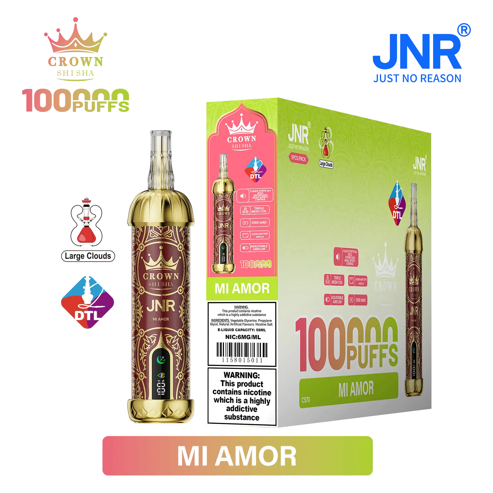 JNR Crown Shisha 100K - Mi Amor