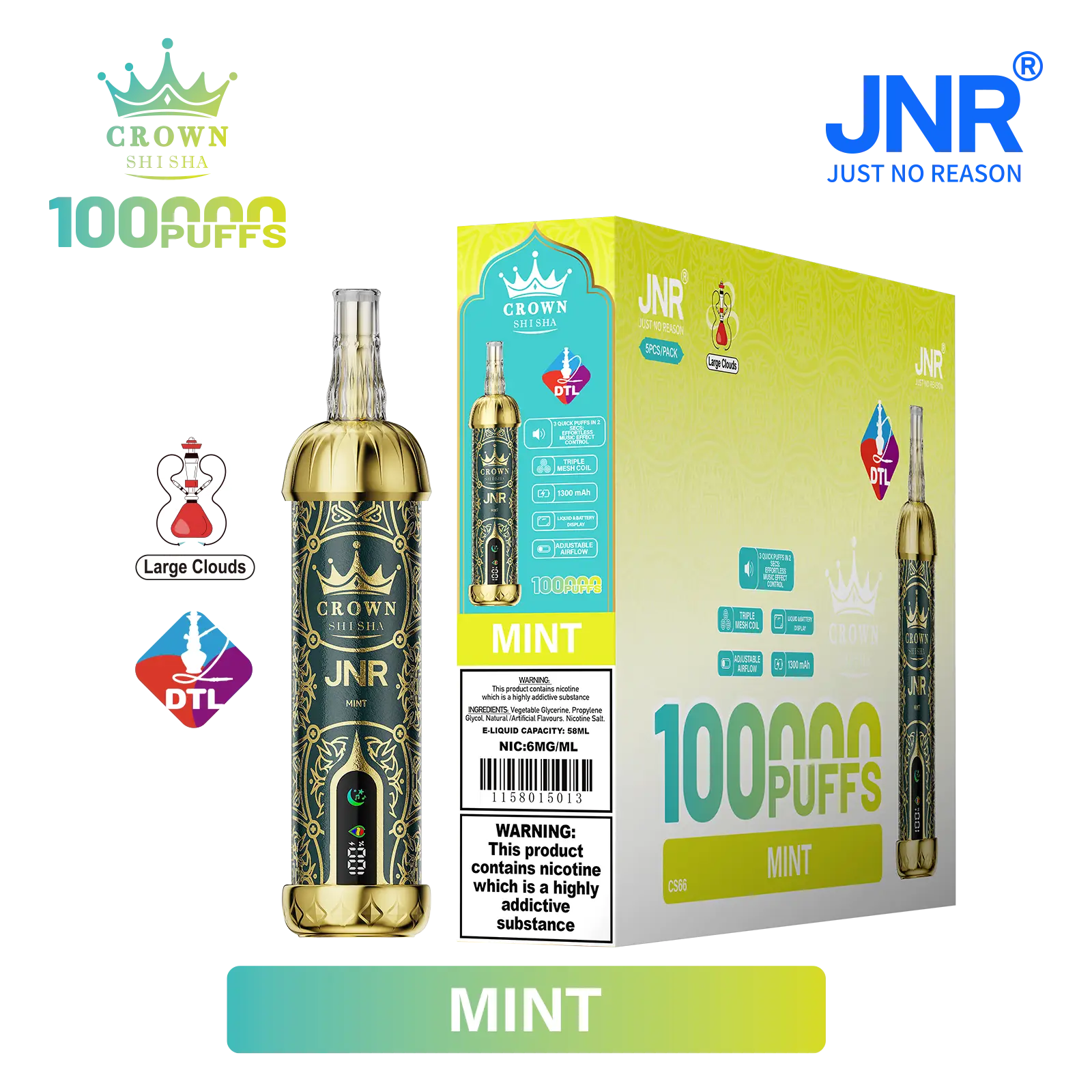 JNR Crown Shisha 100K - Mint