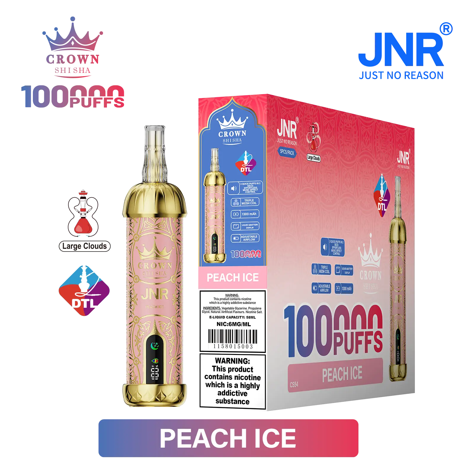 JNR Crown Shisha 100K - Peach Ice