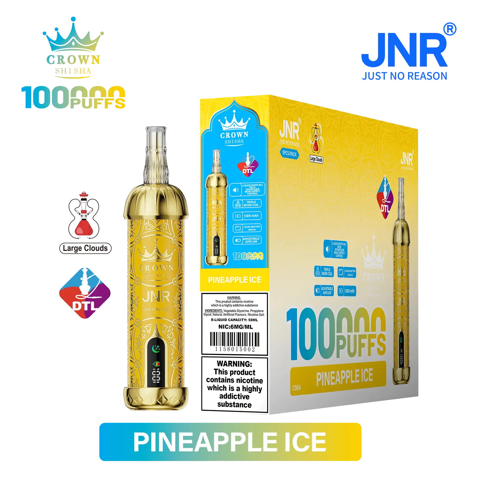 JNR Crown Shisha 100K - Pineapple Ice