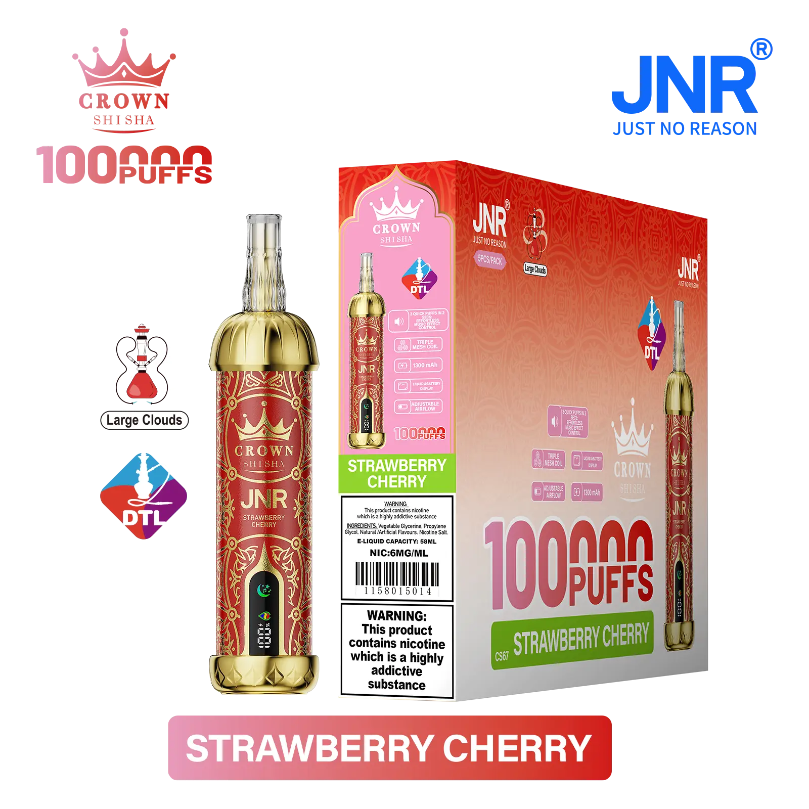 JNR Crown Shisha 100K - Strawberry Cherry