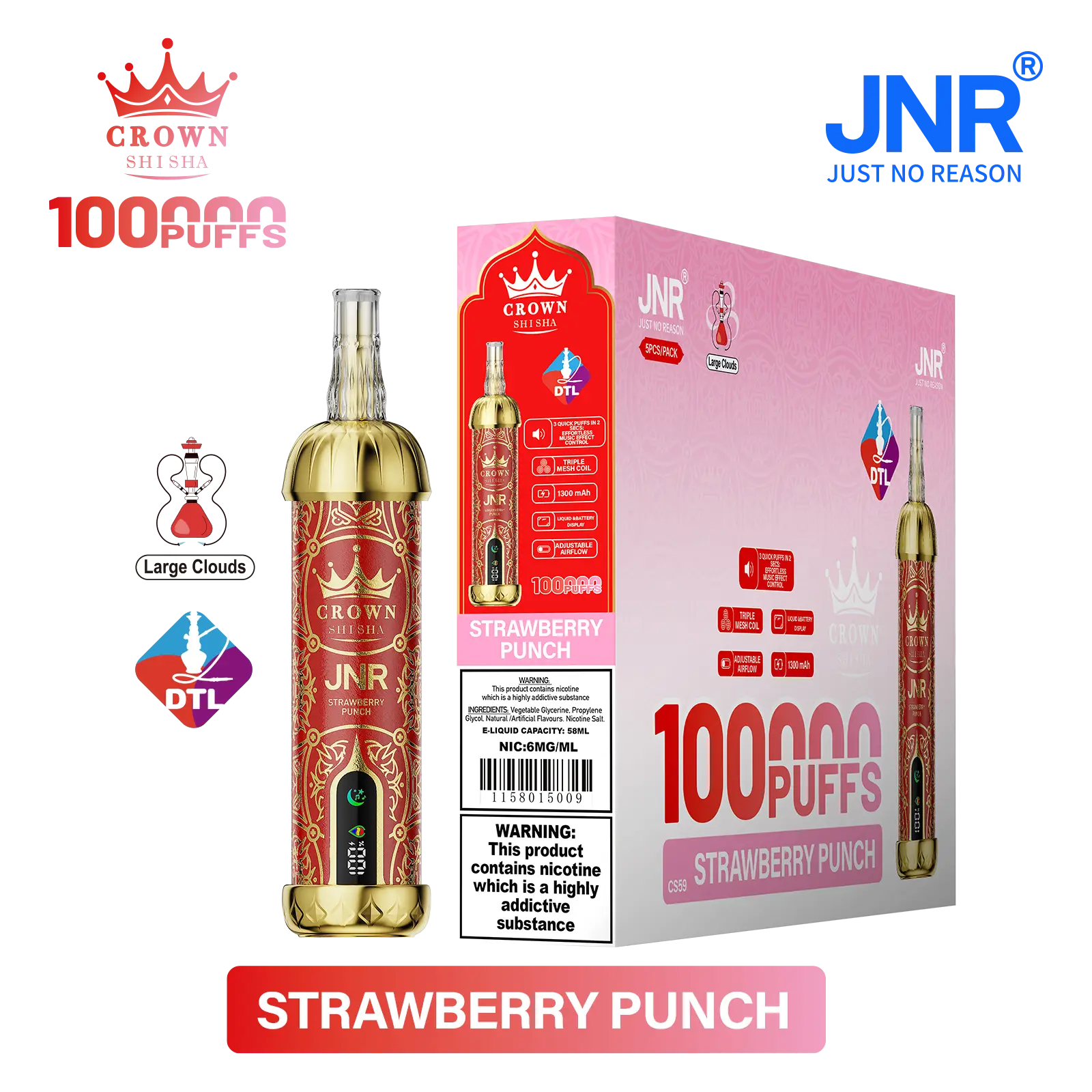 JNR Crown Shisha 100K - Strawberry Punch