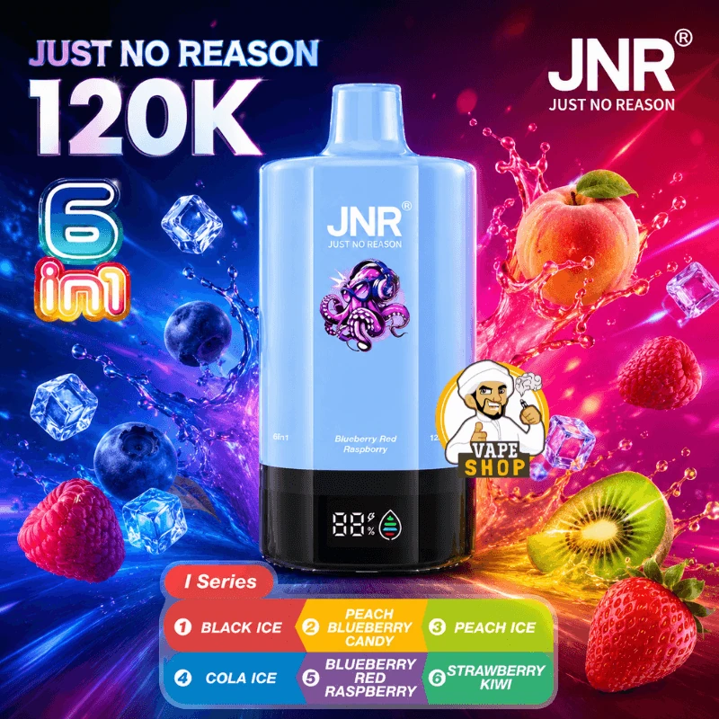 JNR HexaFuse 120K - Série I – Black Ice, Peach Blueberry Candy, Peach Ice, Cola Ice, Blueberry Red Raspberry, Strawberry Kiwi