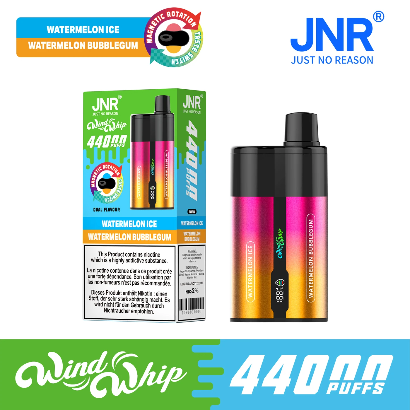 JNR WindWhip 44K - Watermelon Ice & Watermelon Bubblegum