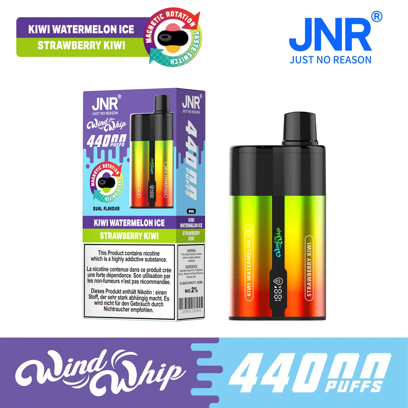 JNR WindWhip 44K - Kiwi Watermelon Ice & Strawberry Kiwi