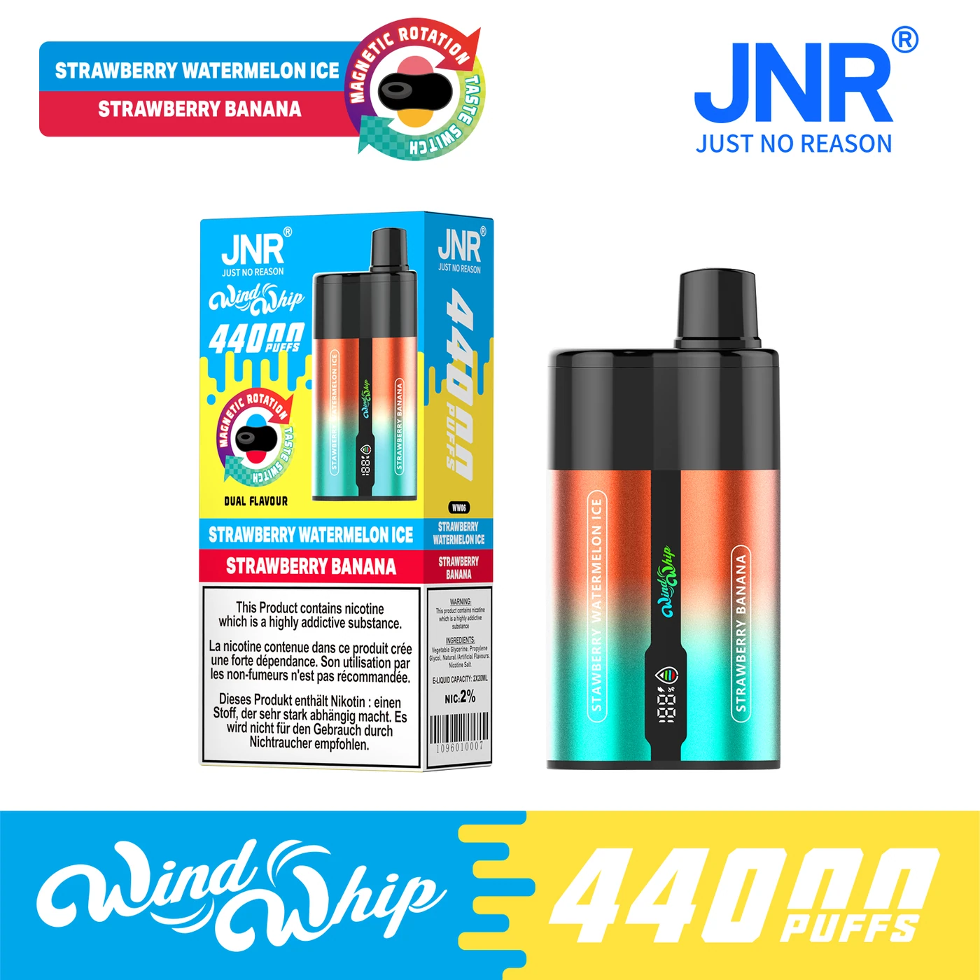 JNR WindWhip 44K - Strawberry Watermelon Ice & Strawberry Banana