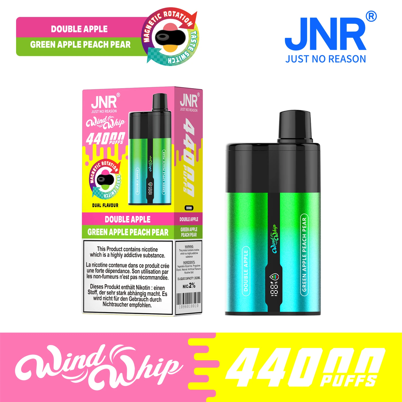 JNR WindWhip 44K - Double Apple & Green Apple Peach Pear