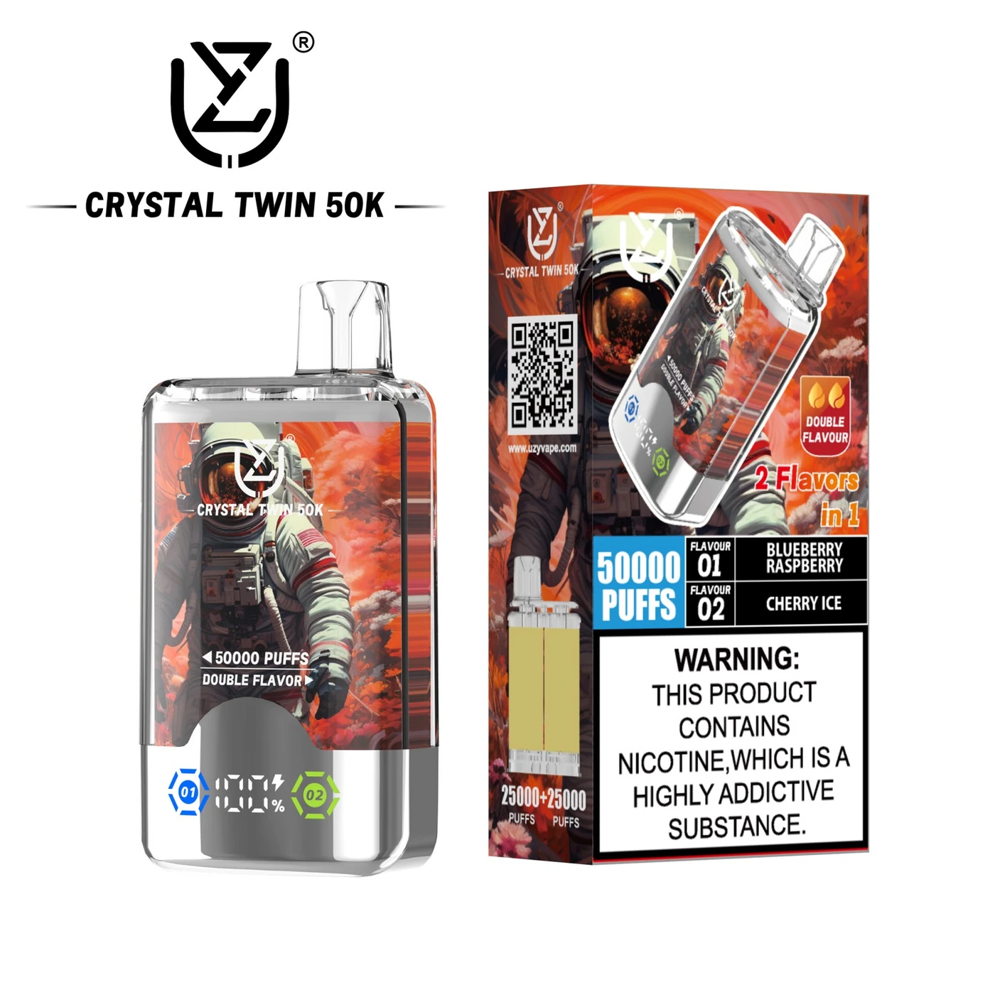 UZY Crystal Twin 50000 - Blueberry Raspberry & Cherry Ice