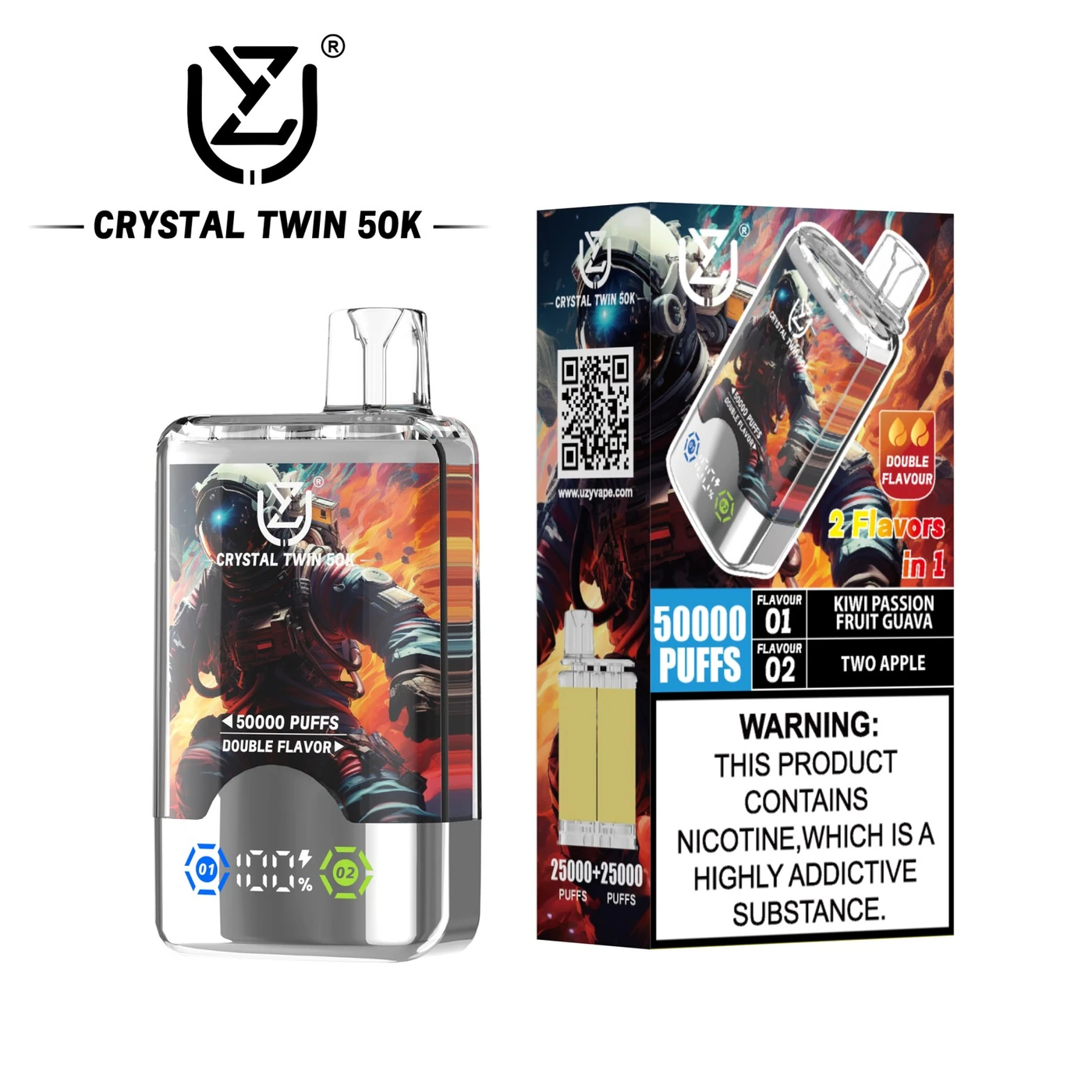 UZY Crystal Twin 50000 - Kiwi Passion Fruit Guava & Two Apple