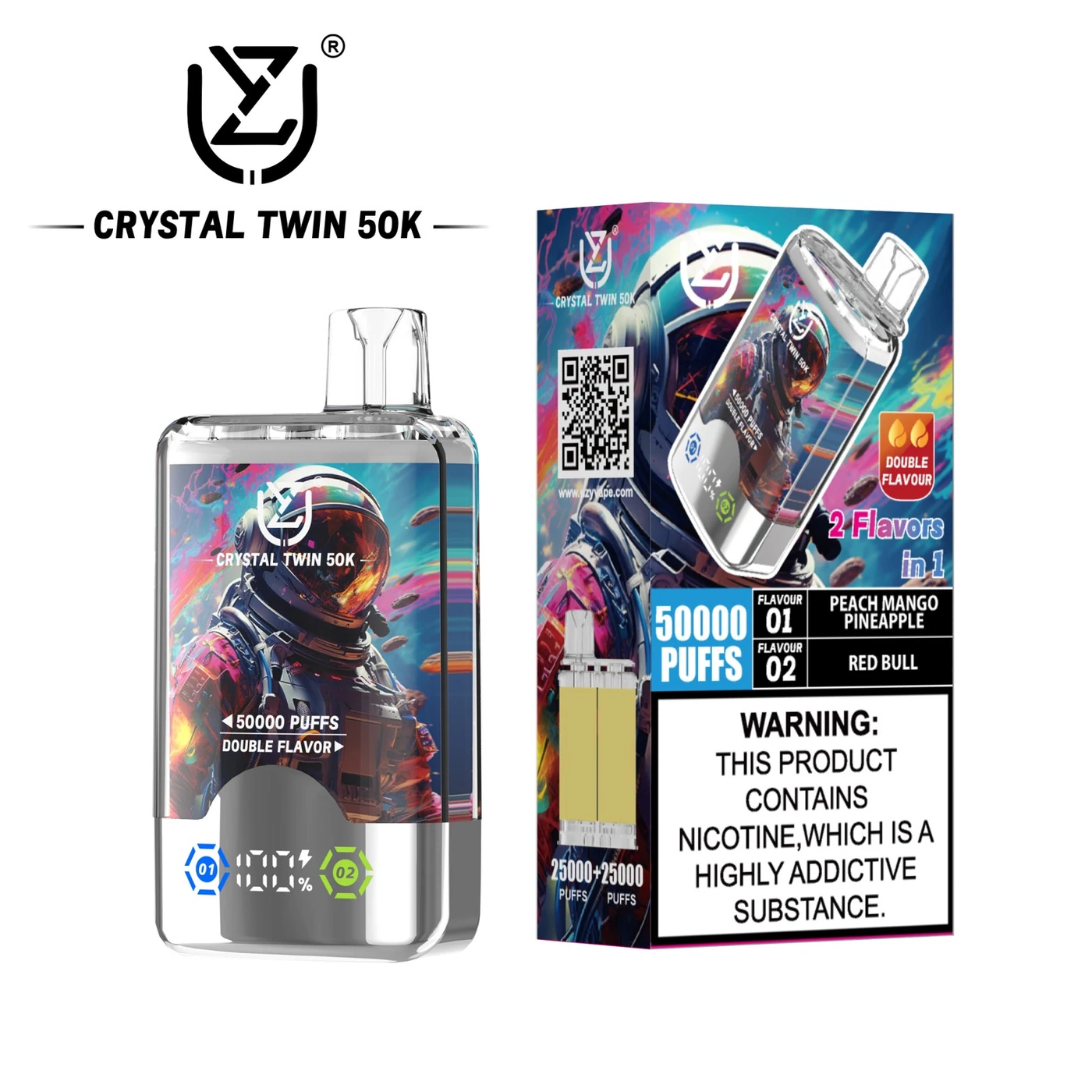 UZY Crystal Twin 50000 - Peach Mango Pineapple & Red Bull