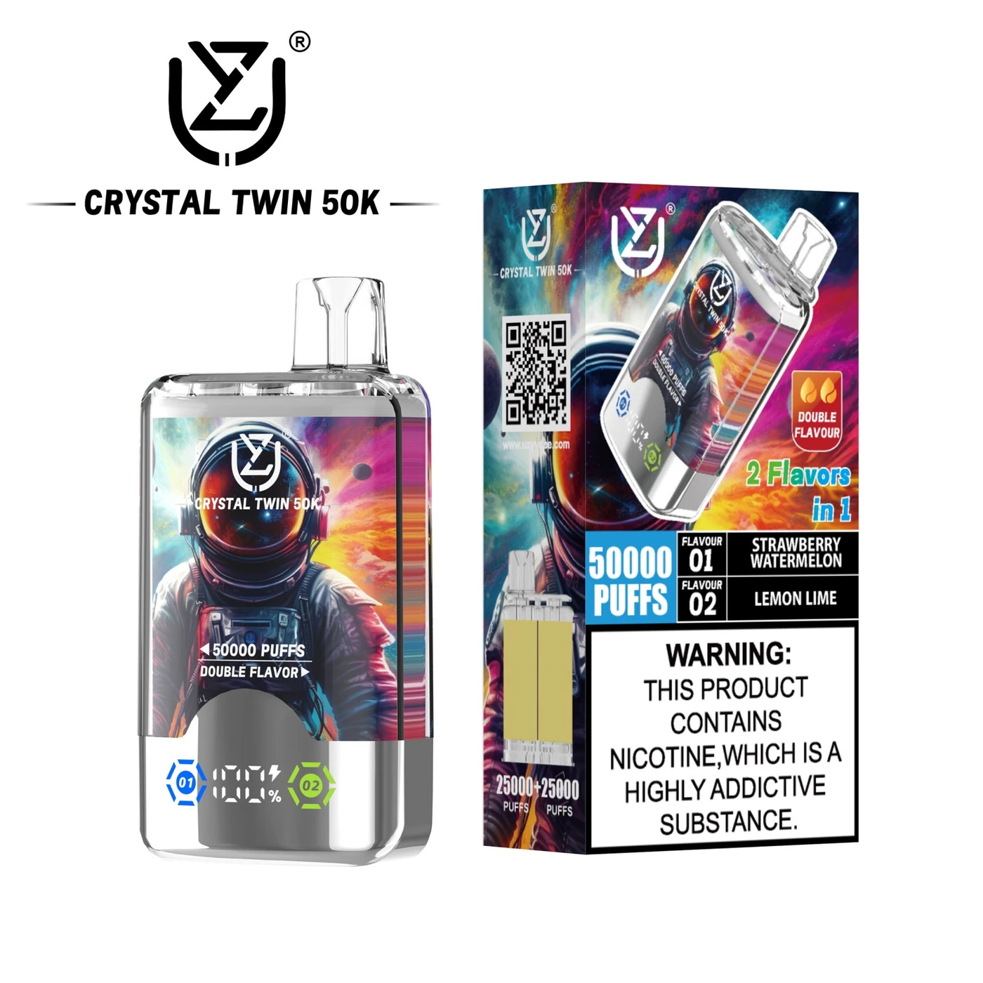 UZY Crystal Twin 50000 - Strawberry Watermelon & Lemon Lime