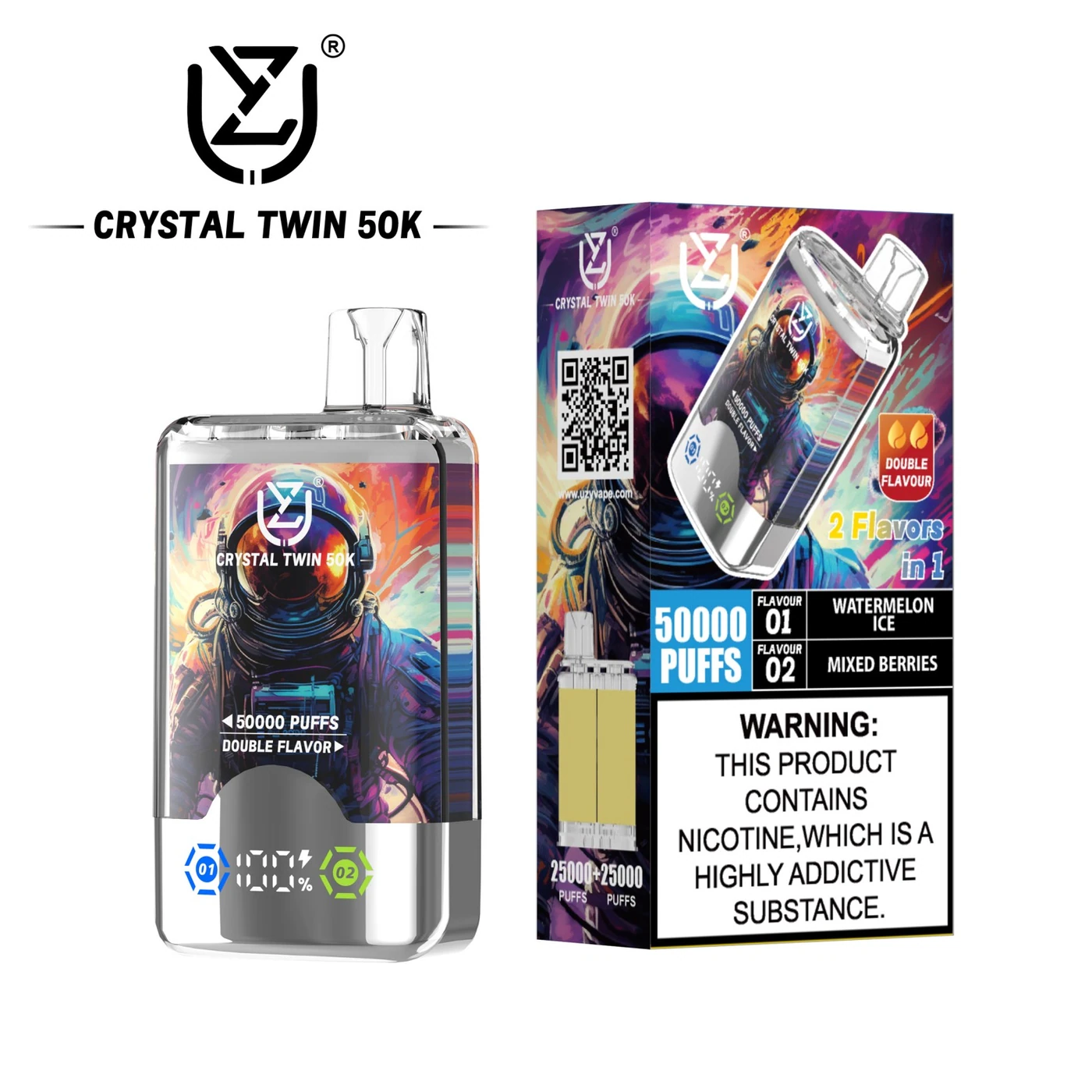 UZY Crystal Twin 50000 - Watermelon Ice & Mixed Berries