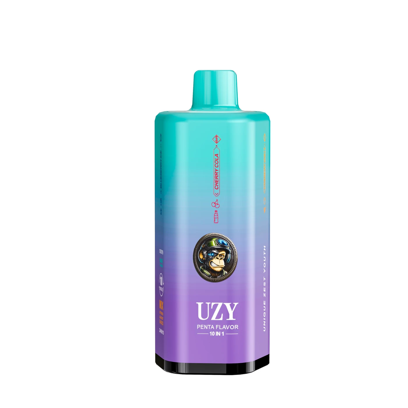 UZY Penta 10-en-1 500K - Blueberry Ice & Cherry Cola & Strawberry Vanilla & Lemon Cherry & Mango Peach
