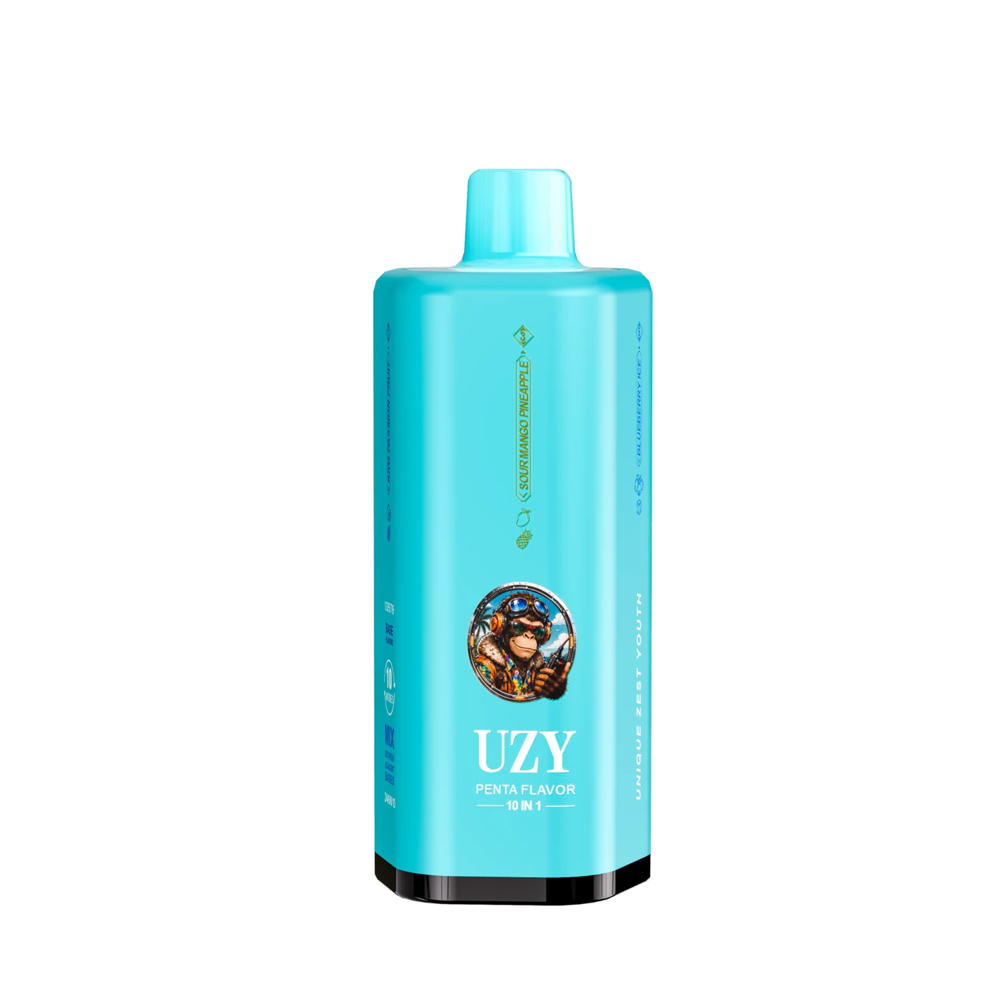UZY Penta 10-en-1 500K - Kiwi Passion Fruit & Sour Mango Pineapple & Blueberry Ice & Watermelon Peach & Double Apple