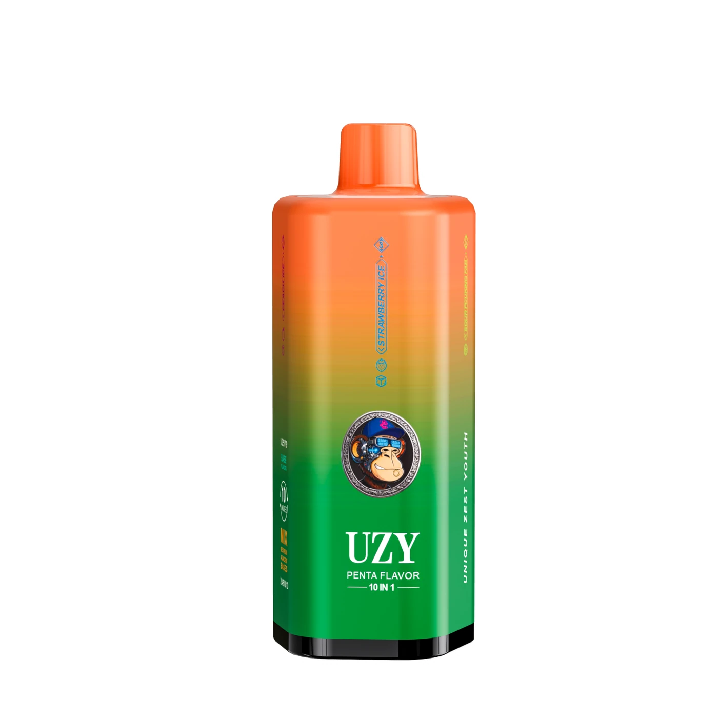 UZY Penta 10-en-1 500K - Peach Ice & Strawberry Ice & Sour Fcuking Fab & Cola Ice & Red Bull Ice