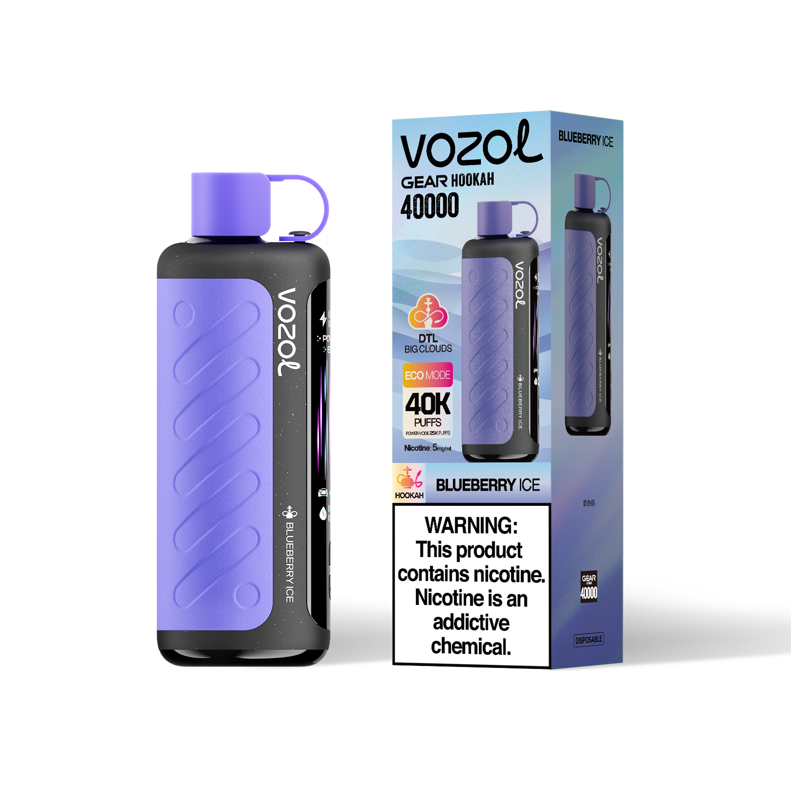 VOZOL Gear Hookah 40000 - Blueberry Ice