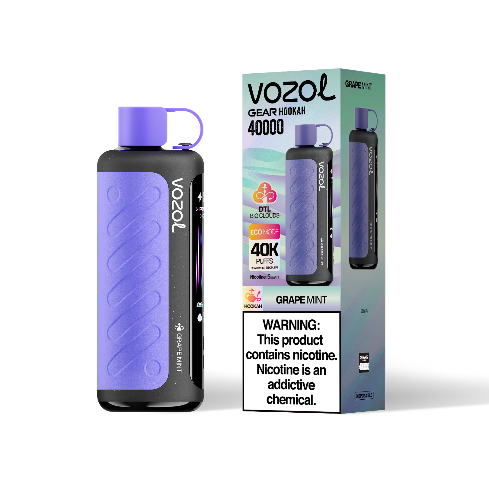 VOZOL Gear Hookah 40000 - Grape Mint