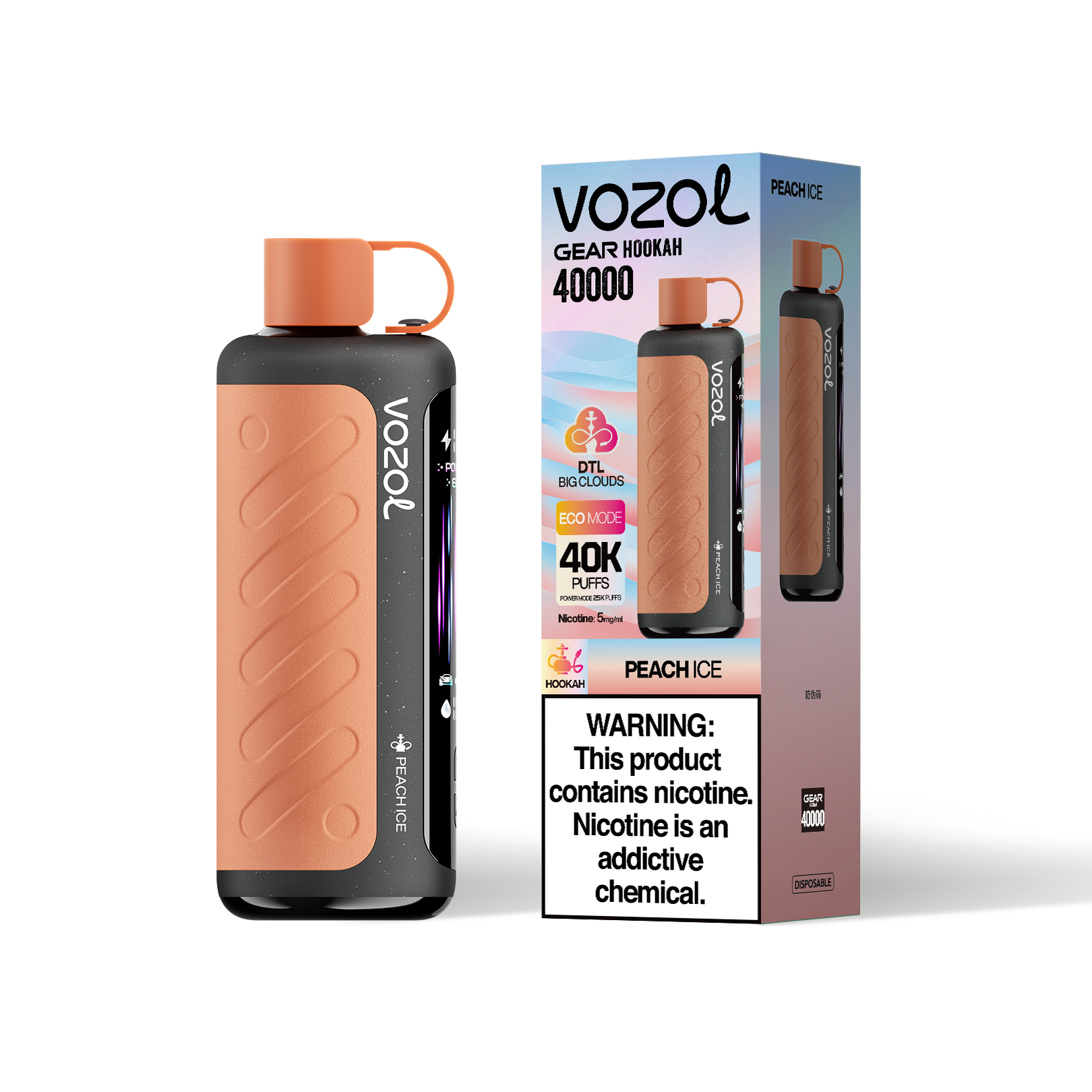 VOZOL Gear Hookah 40000 - Peach Ice