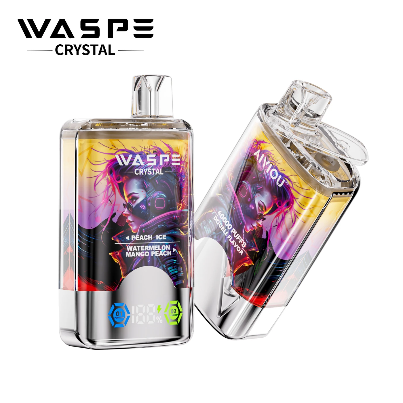 Waspe Crystal 40000 - Peach Ice & Watermelon Mango Peach