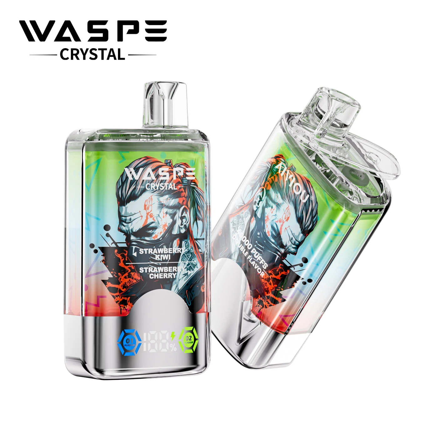 Waspe Crystal 40000 - Strawberry Kiwi & Strawberry Cherry