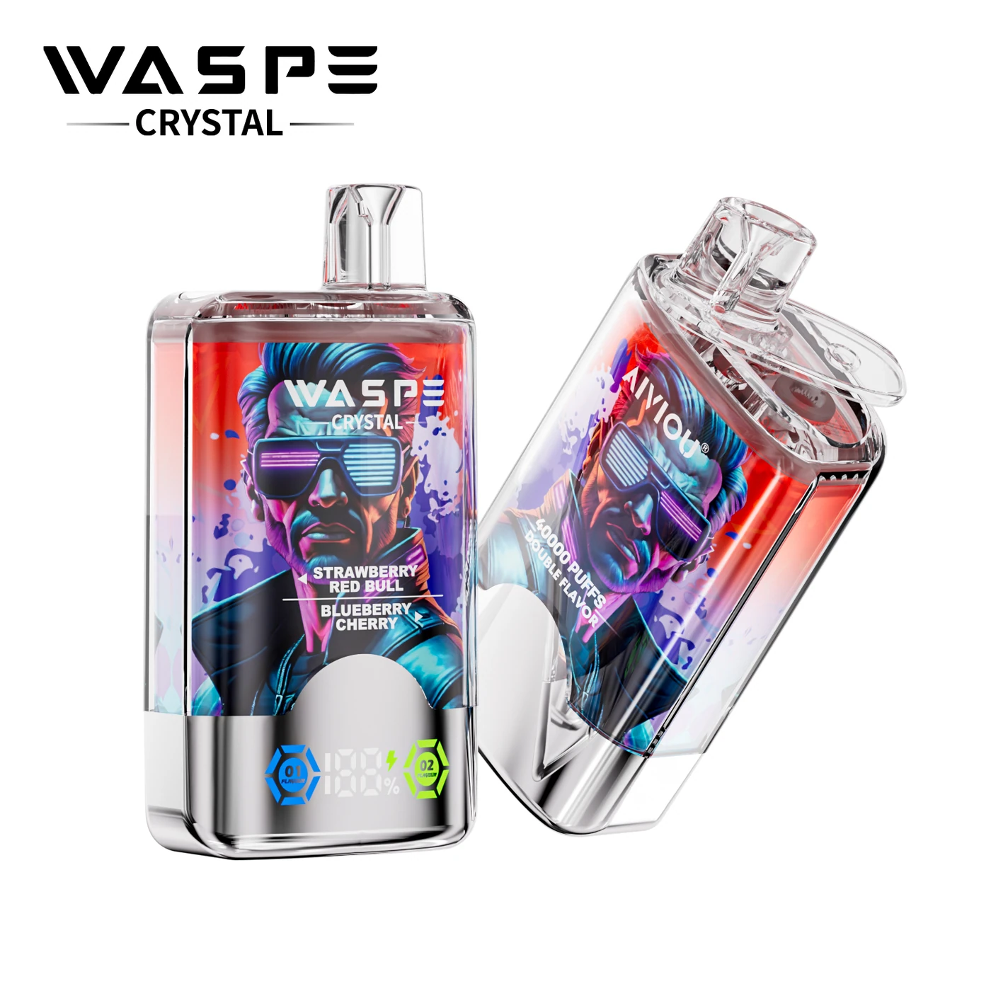 Waspe Crystal 40000 - Strawberry Red Bull & Blueberry Cherry