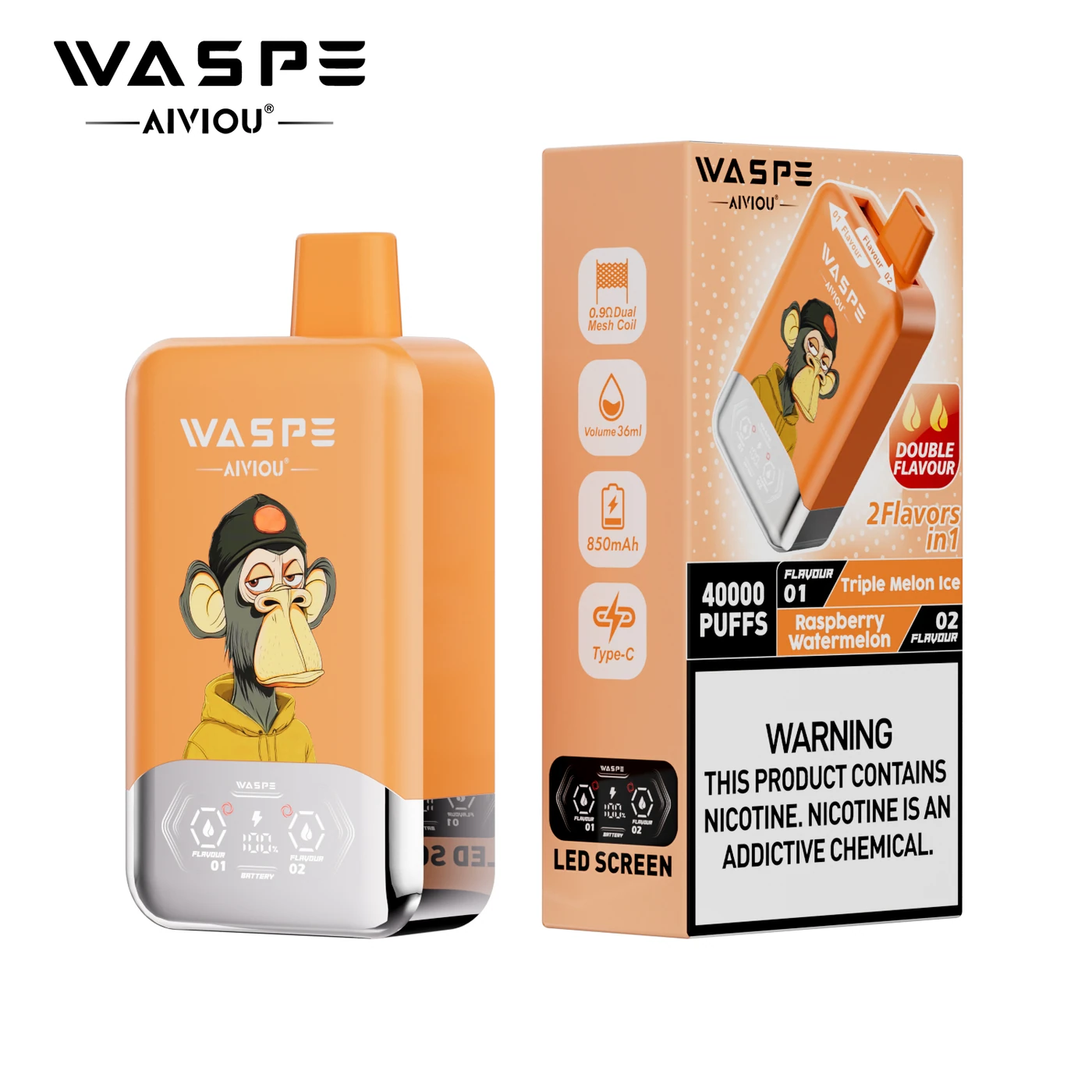 Waspe FIHP 40000 - Triple Melon Ice & Raspberry Watermelon