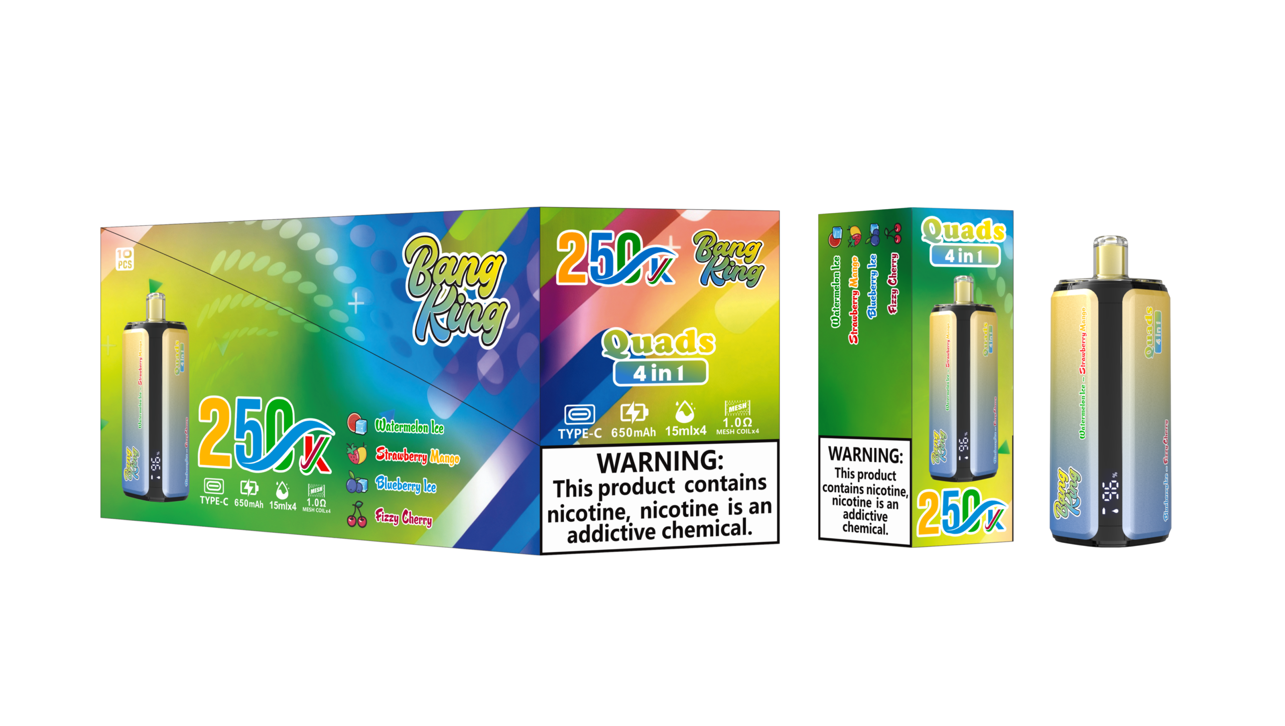 Bang King 250K - Watermelon Ice / Strawberry Mango / Blueberry Ice / Fizy Cherry